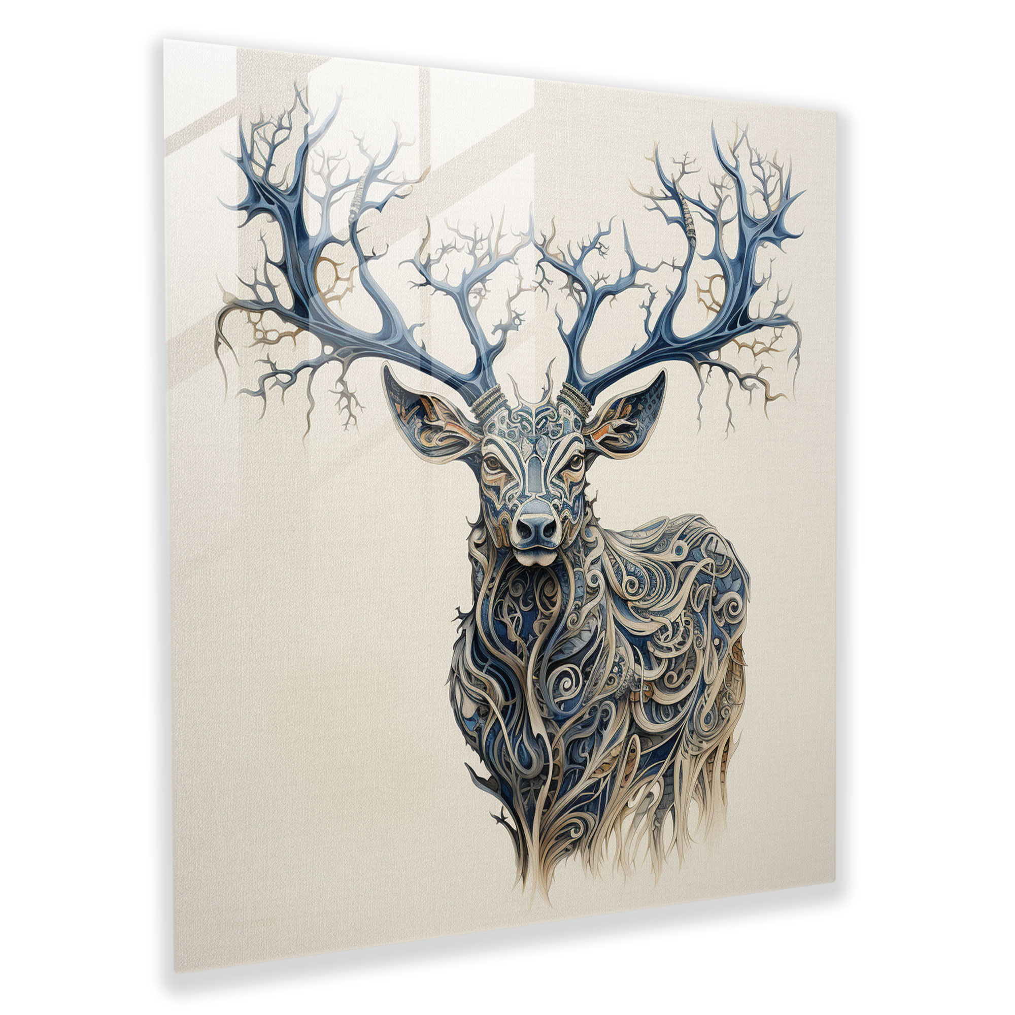 Elegant Patterns Elk Glass Print - Elk, Glass Art, Elegance, Wall Decoration