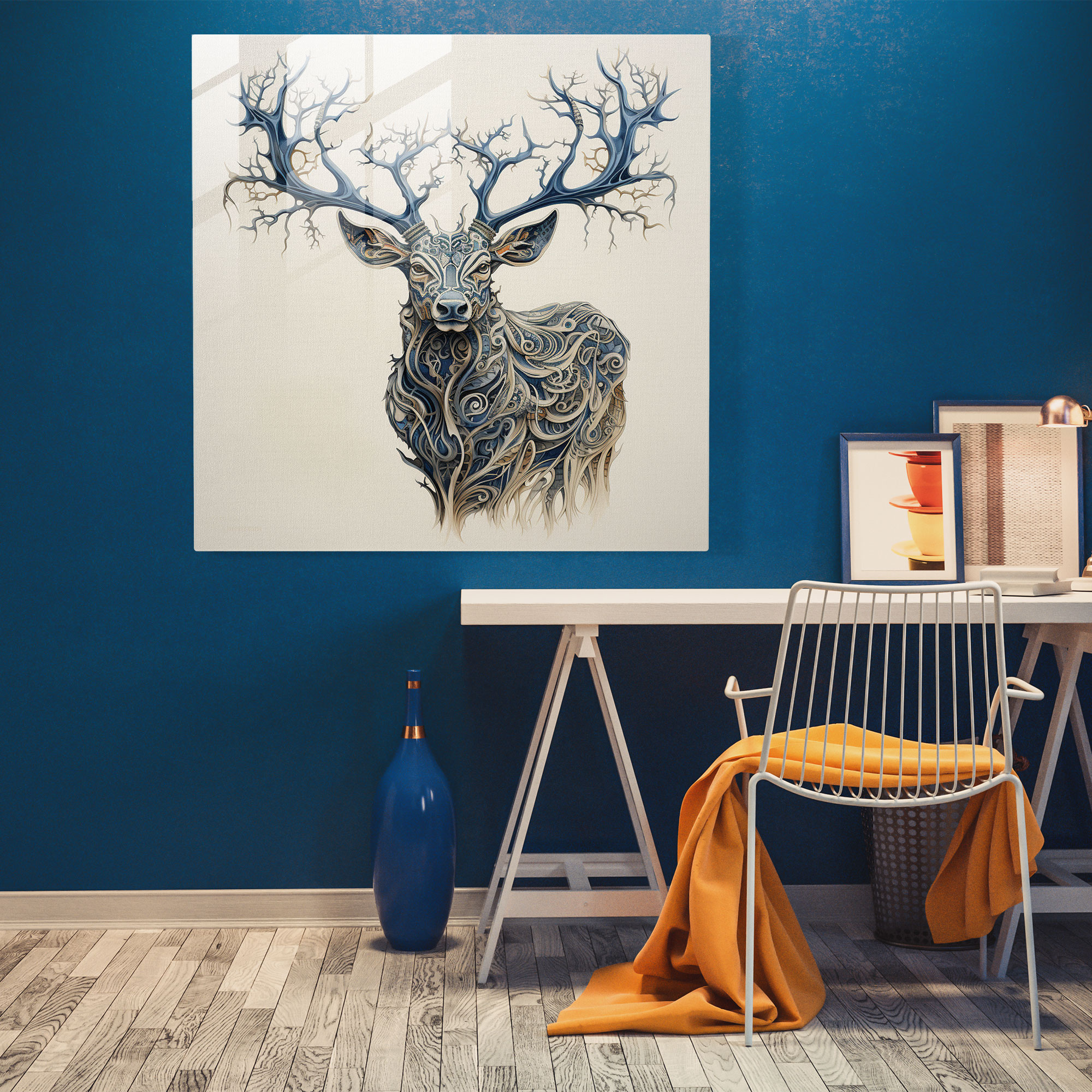 Elegant Patterns Elk Glass Print - Elk, Glass Art, Elegance, Wall Decoration