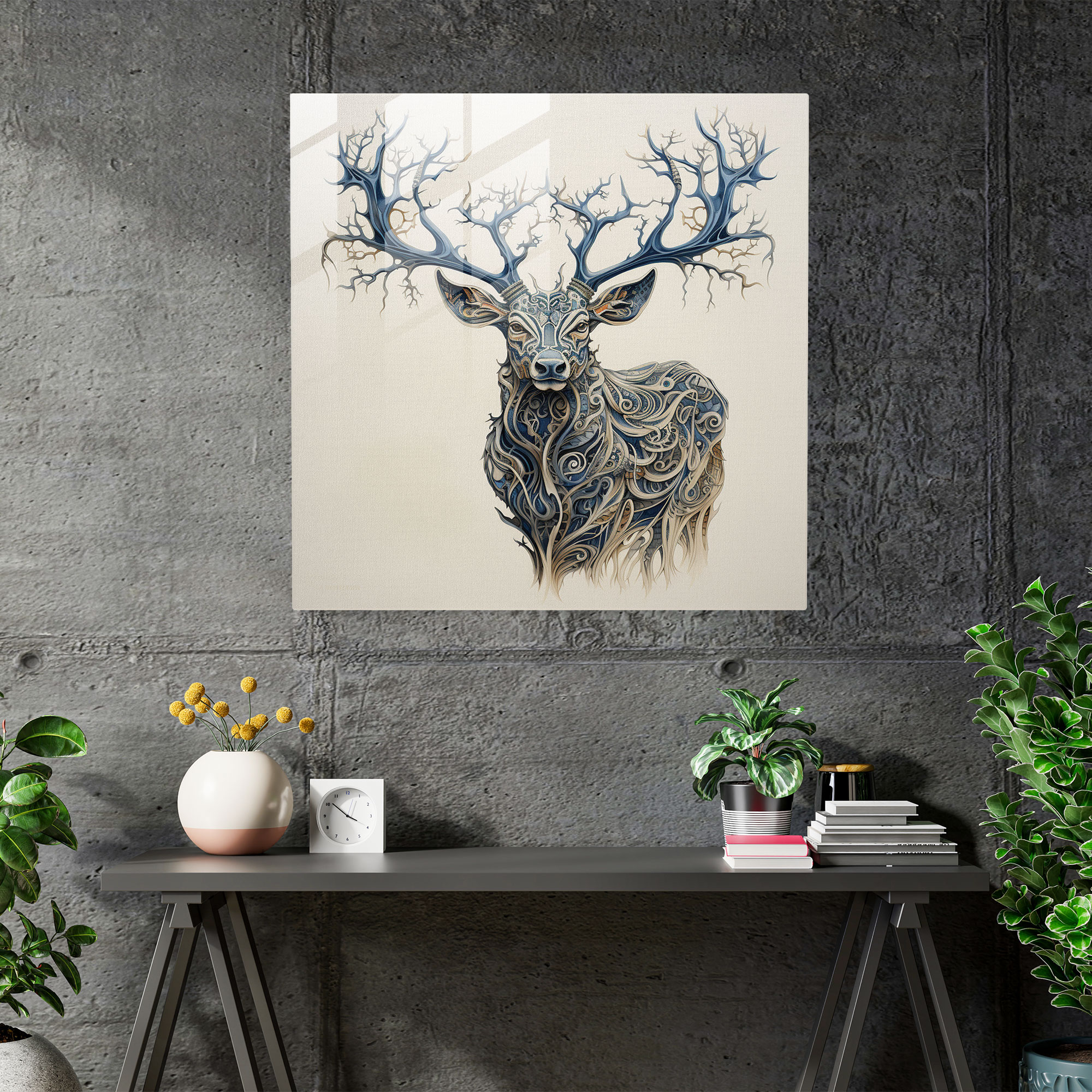 Elegant Patterns Elk Glass Print - Elk, Glass Art, Elegance, Wall Decoration