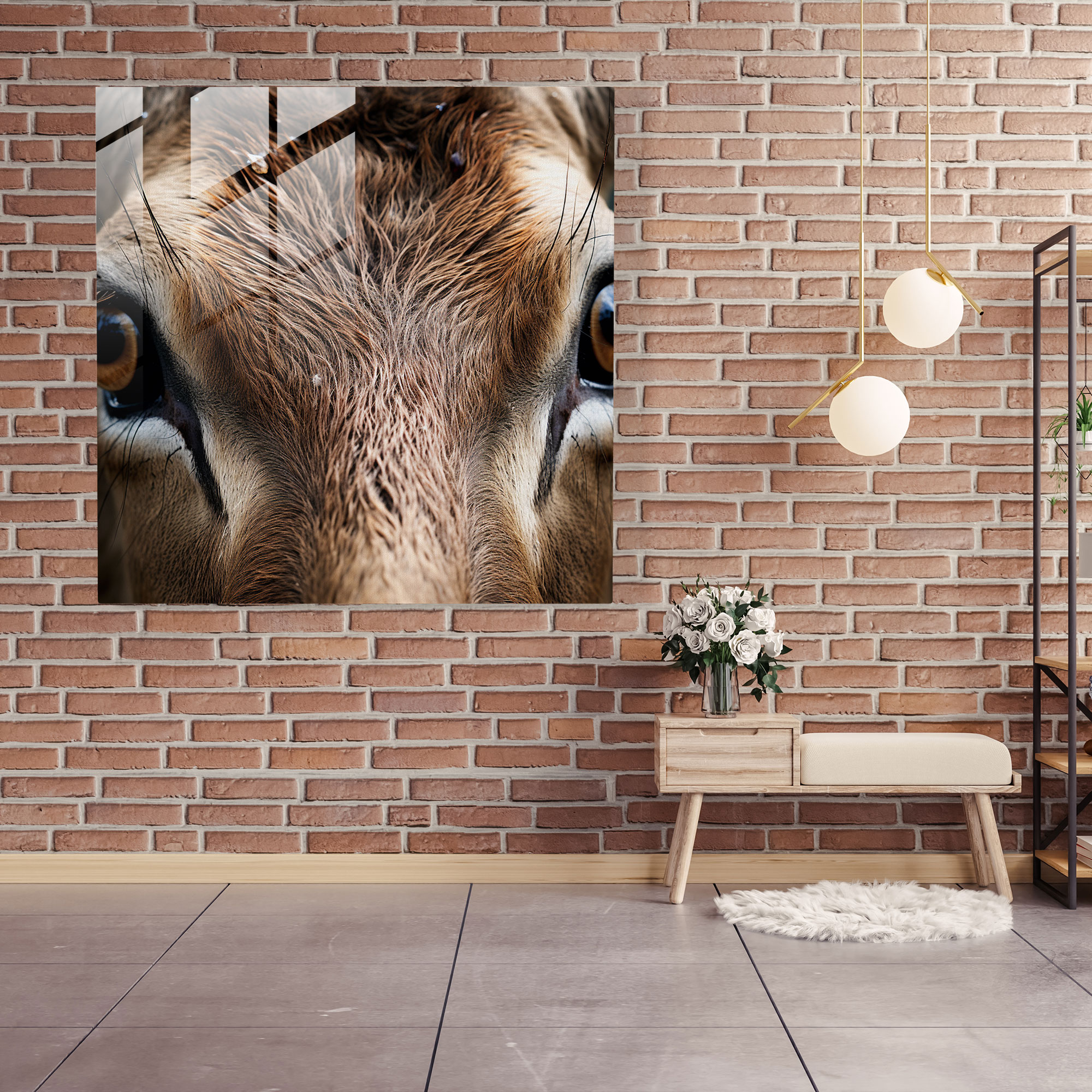 Majestic Gaze Glass Print - Elk, Modern Art, Glass Art, Mystery