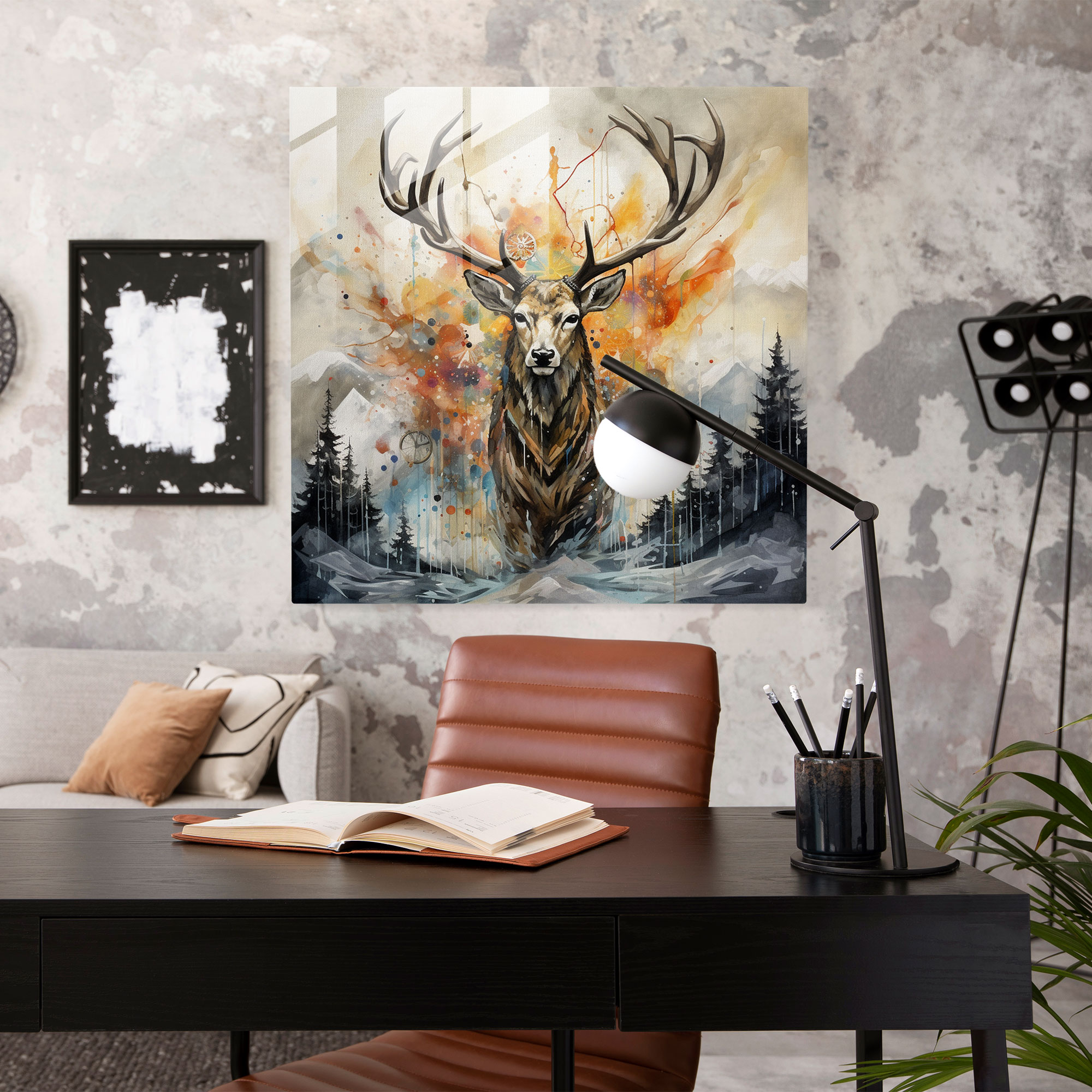 Enchanted Elk Glass Print - Elk, Wonder, Home Decoration, Modern Art