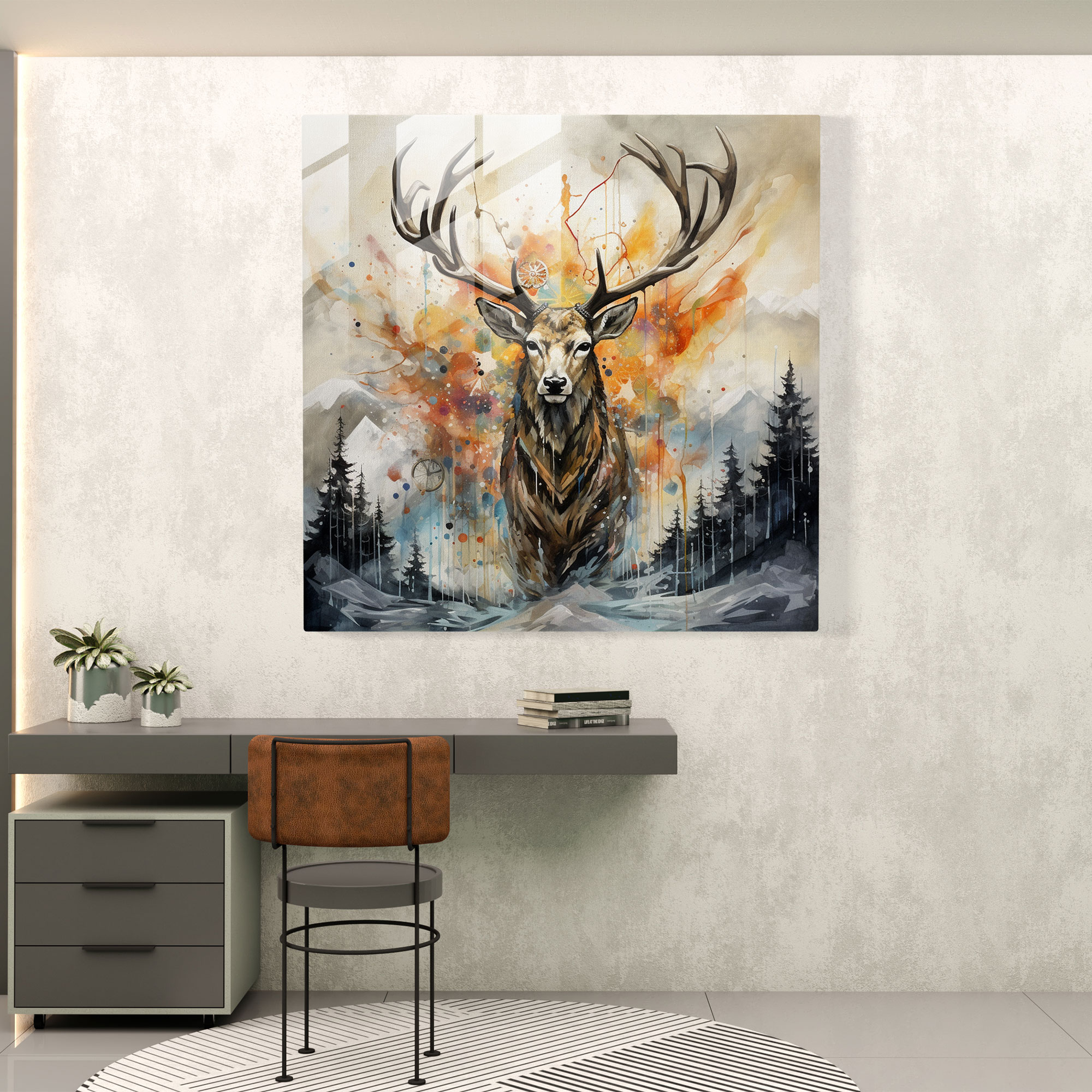 Enchanted Elk Glass Print - Elk, Wonder, Home Decoration, Modern Art