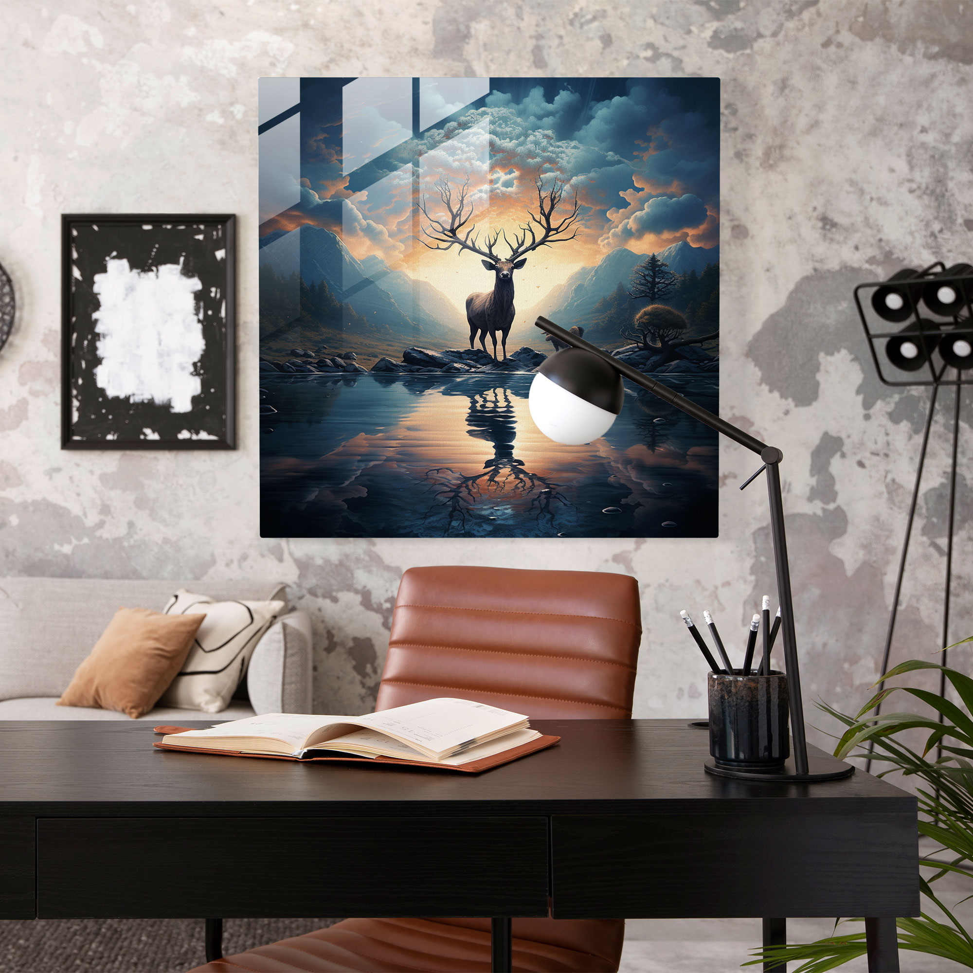 Surreal Elk Glass Print - Elk, Majestic, Glass Art, Home Decoration