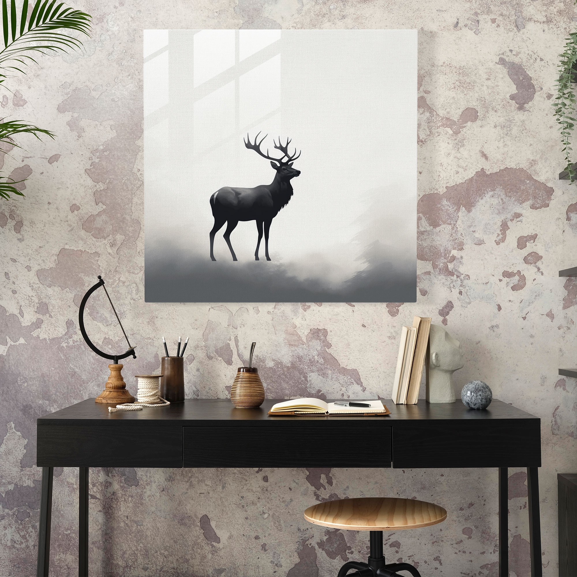 Minimalist Geyik Cam Tablo - Ev Dekorasyonu için Şık Bir Dokunuş