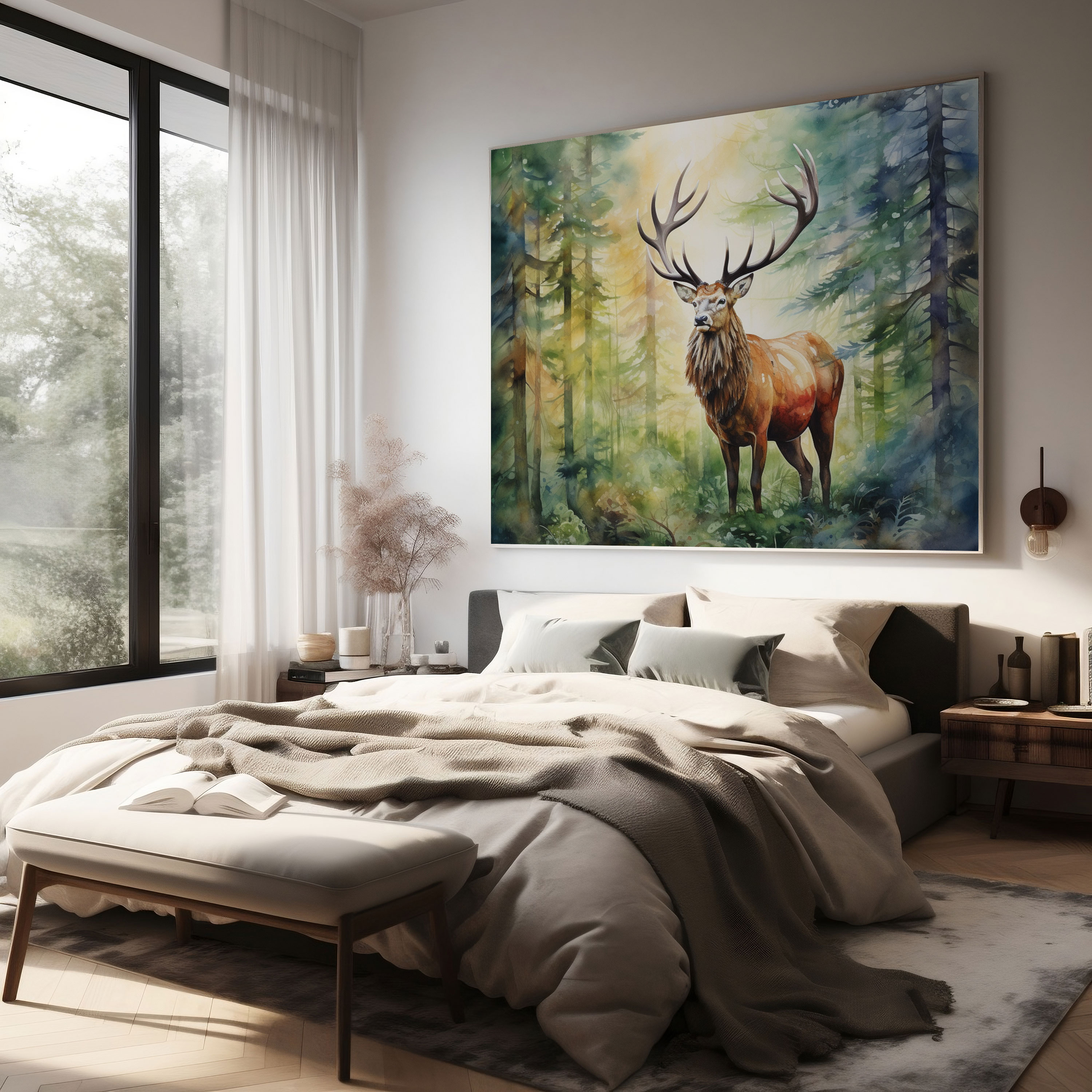 Elk Watercolor Canvas Print - Elk, Elk Canvas Print, Home Decoration, Elk Wall Art