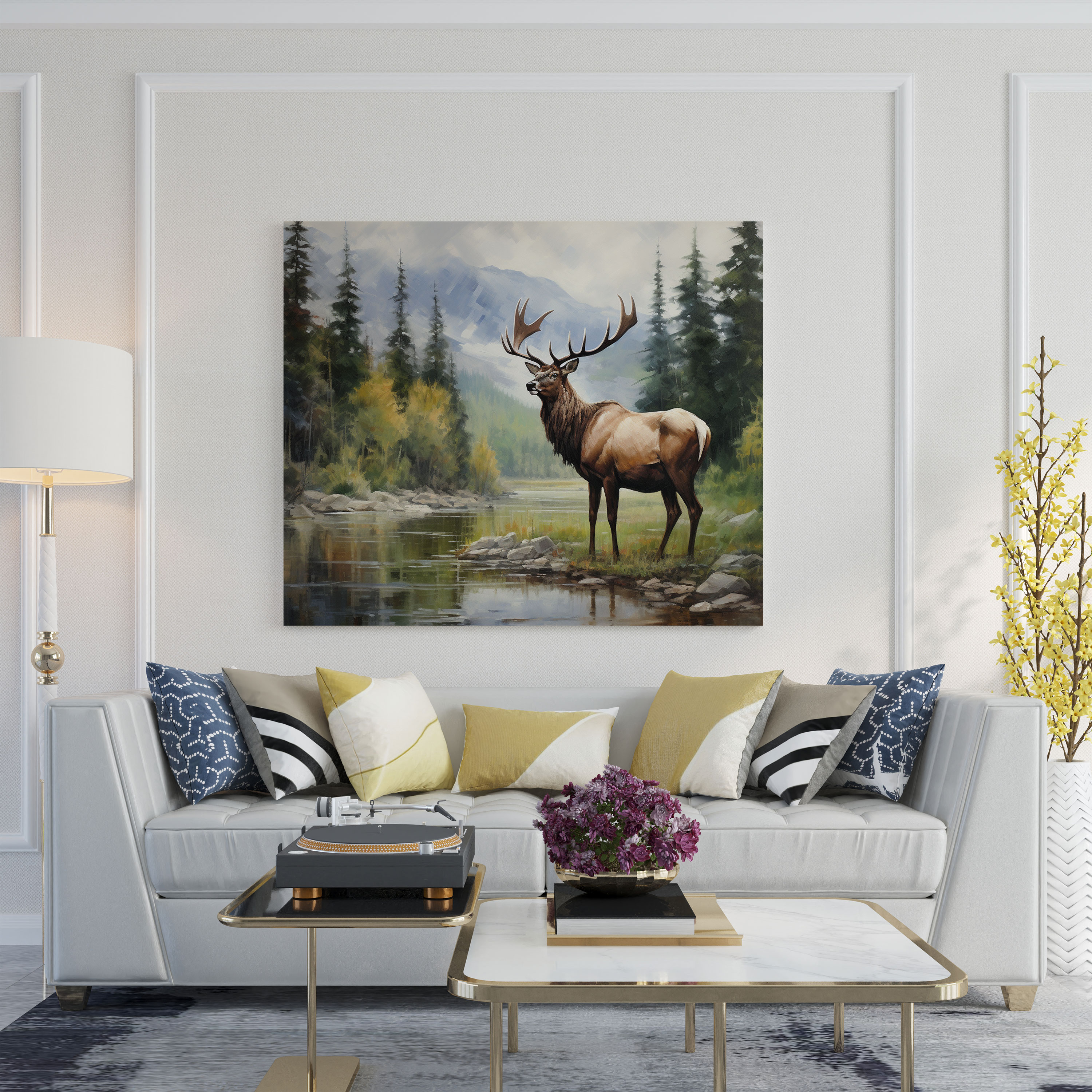 Riverbank Elk Canvas Print - Elk, Elk Canvas Print, Elk Wall Decoration, Elk Wall Art