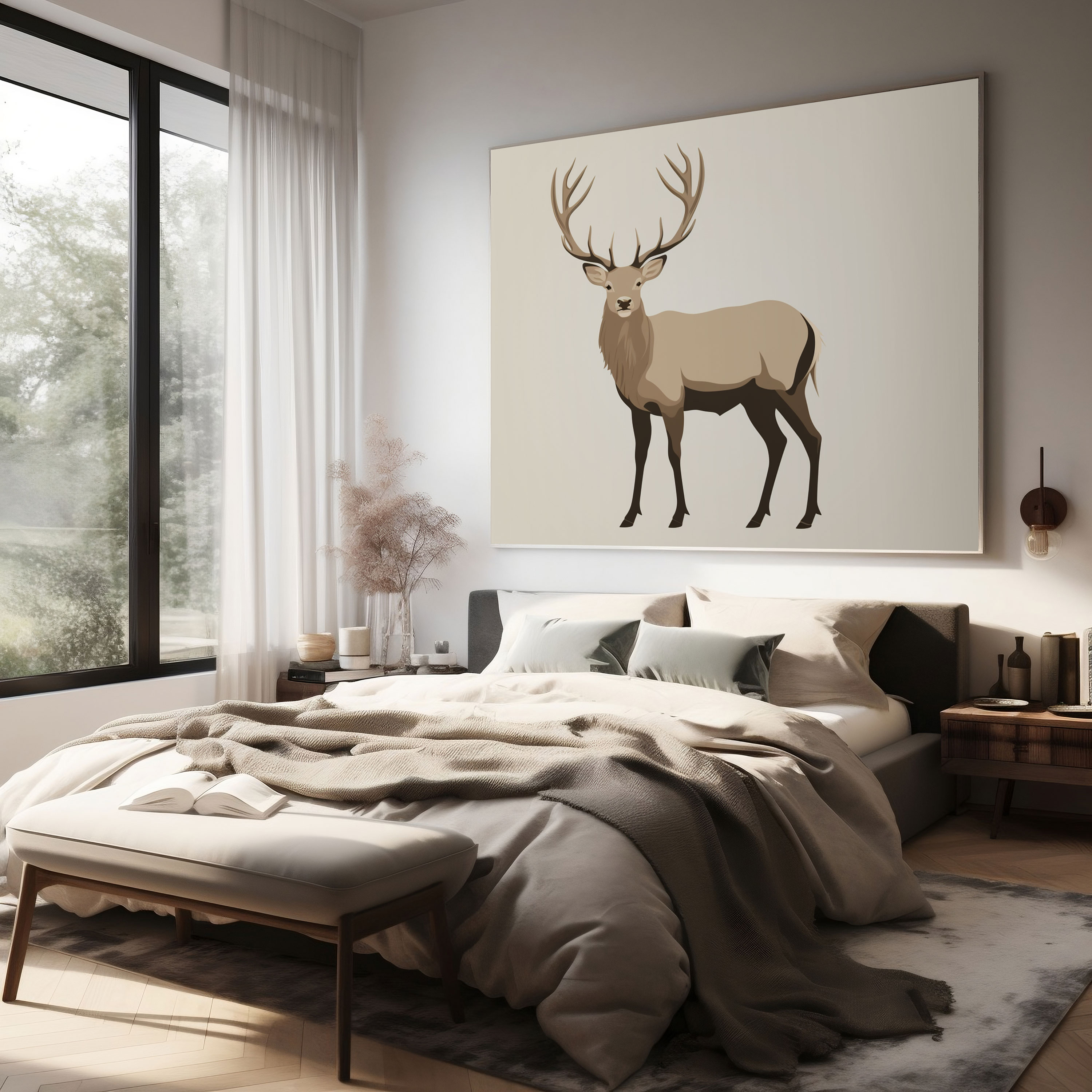 Minimalist Elk Canvas Print - Elk, Elk Canvas Print, Elk Wall Art, Canvas Wall Art