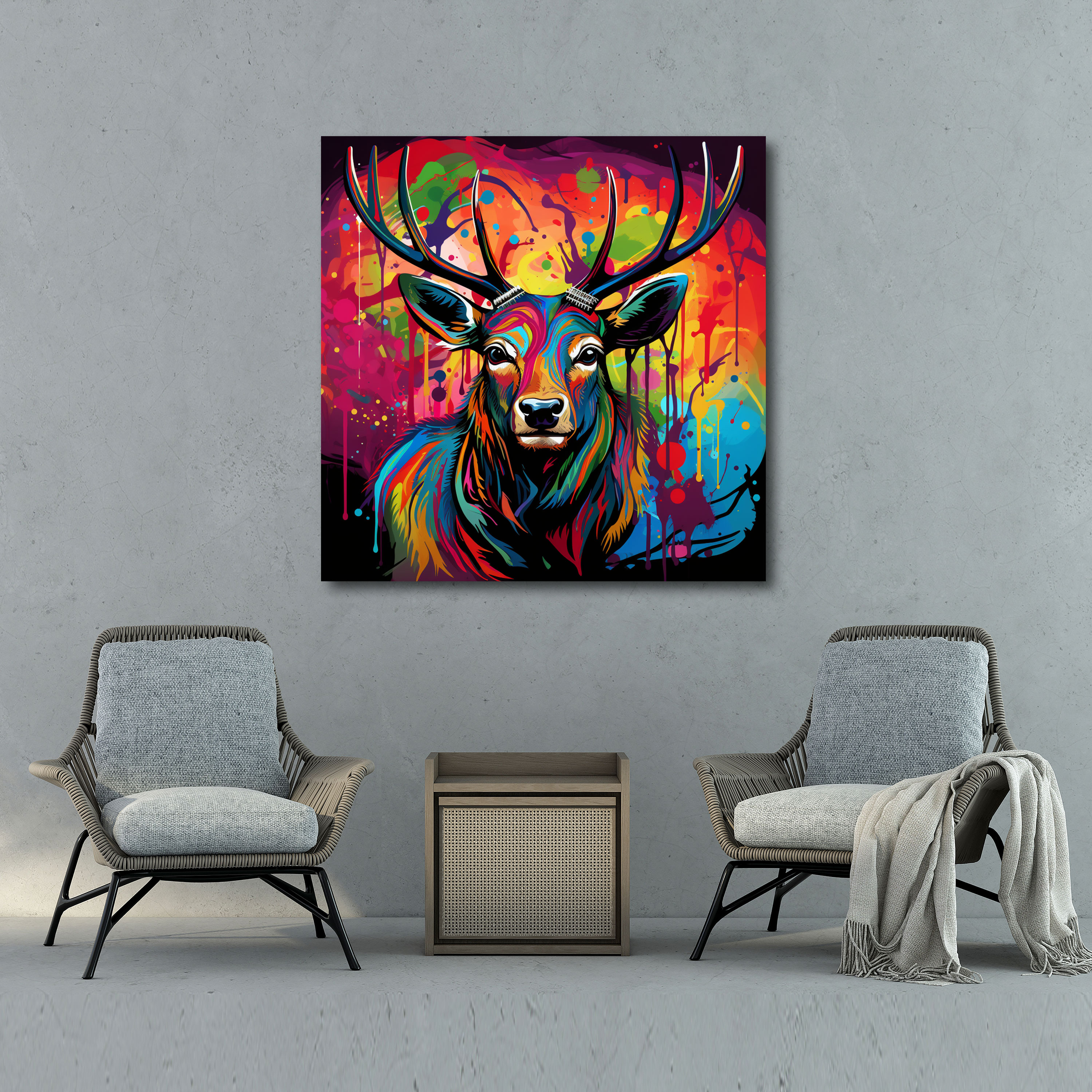 Pop Art Elk Canvas Print - Elk, Home Decoration, Canvas Wall Art, Elk Canvas Print