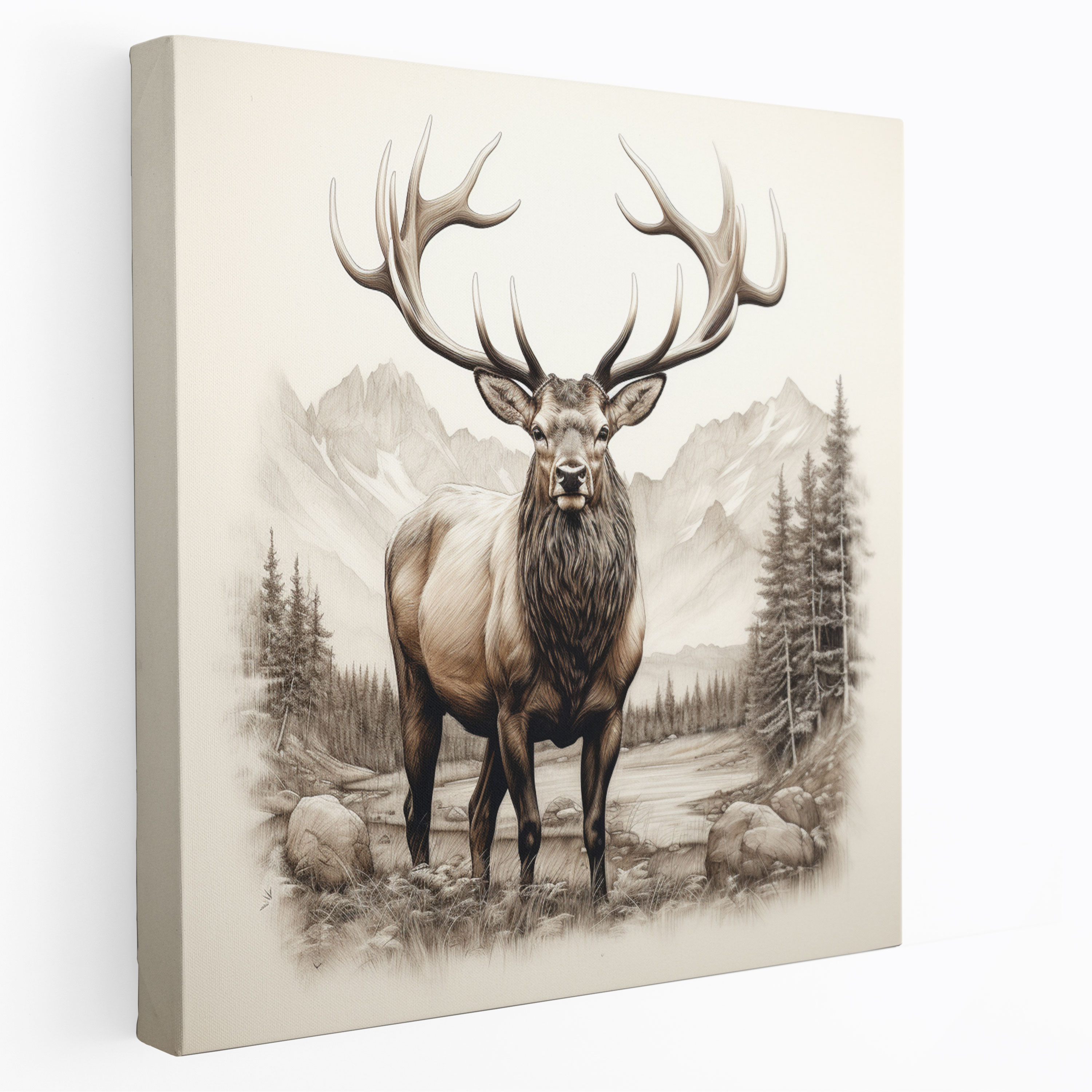 Realistic Elk Canvas Print - Elk, Elk Wall Art, Home Decoration, Canvas Wall Art