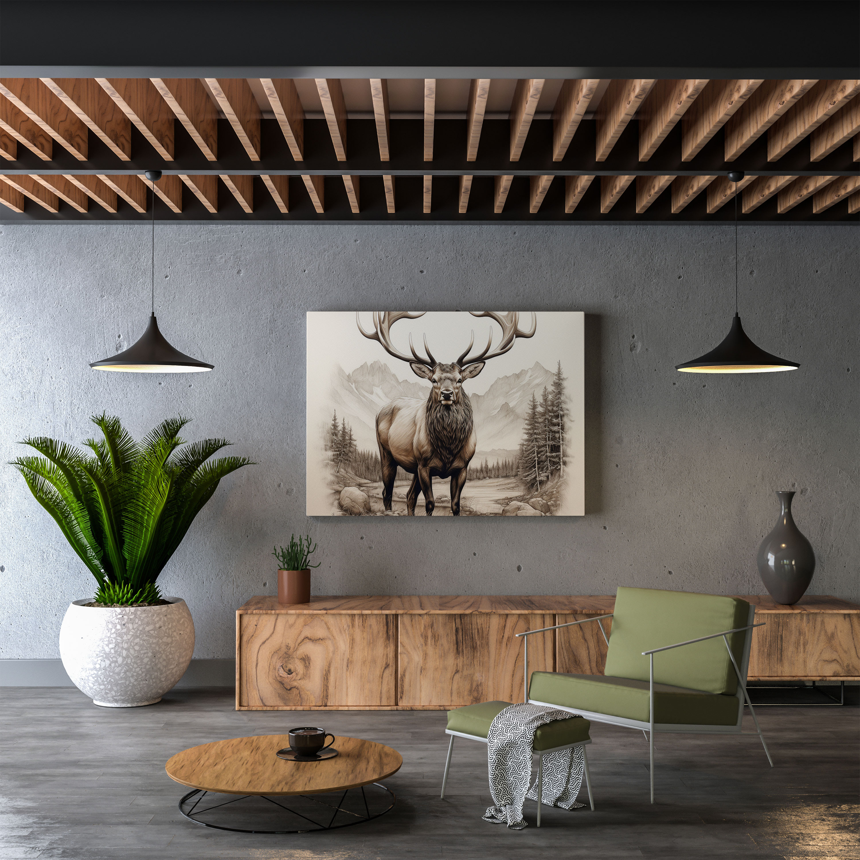 Realistic Elk Canvas Print - Elk, Elk Wall Art, Home Decoration, Canvas Wall Art
