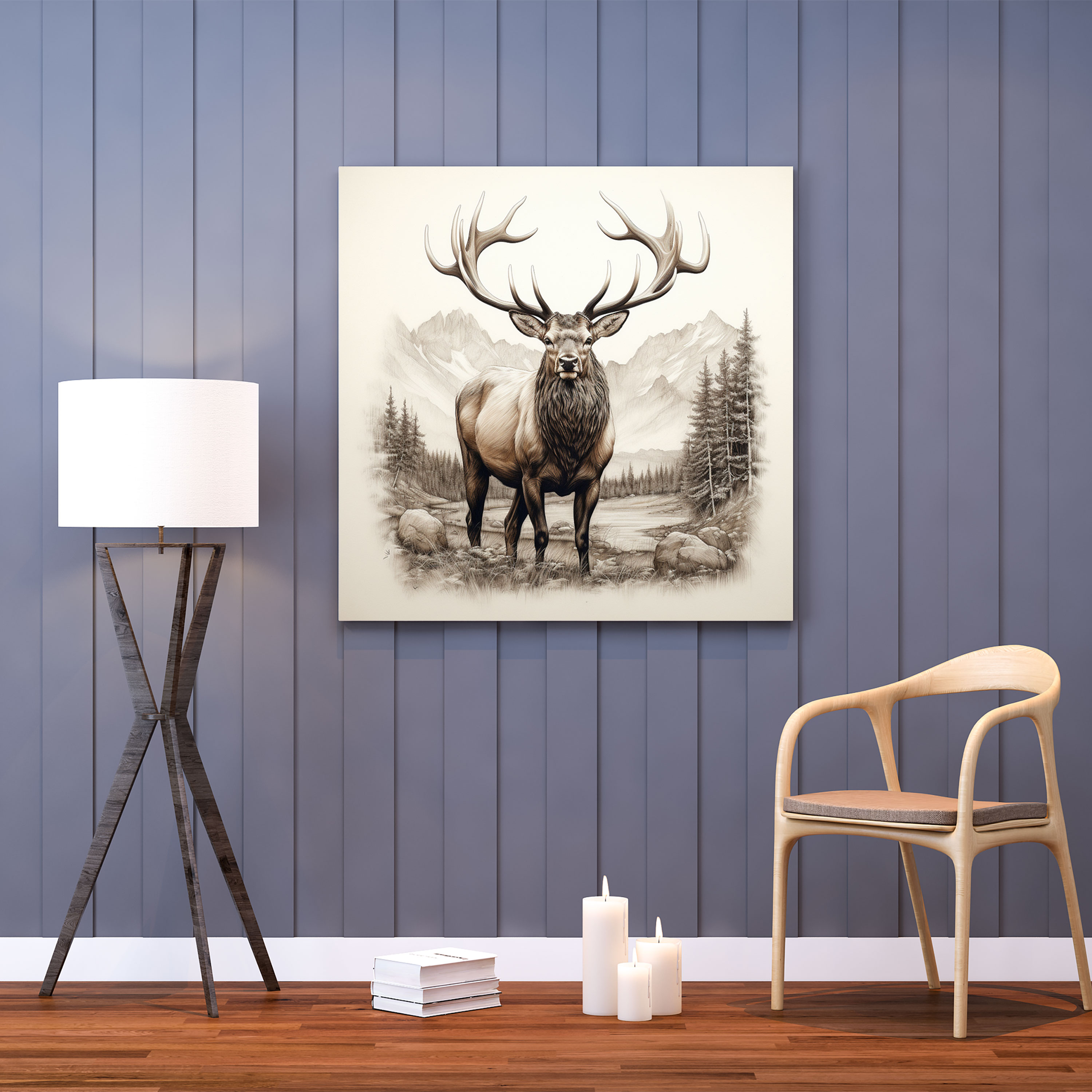 Realistic Elk Canvas Print - Elk, Elk Wall Art, Home Decoration, Canvas Wall Art