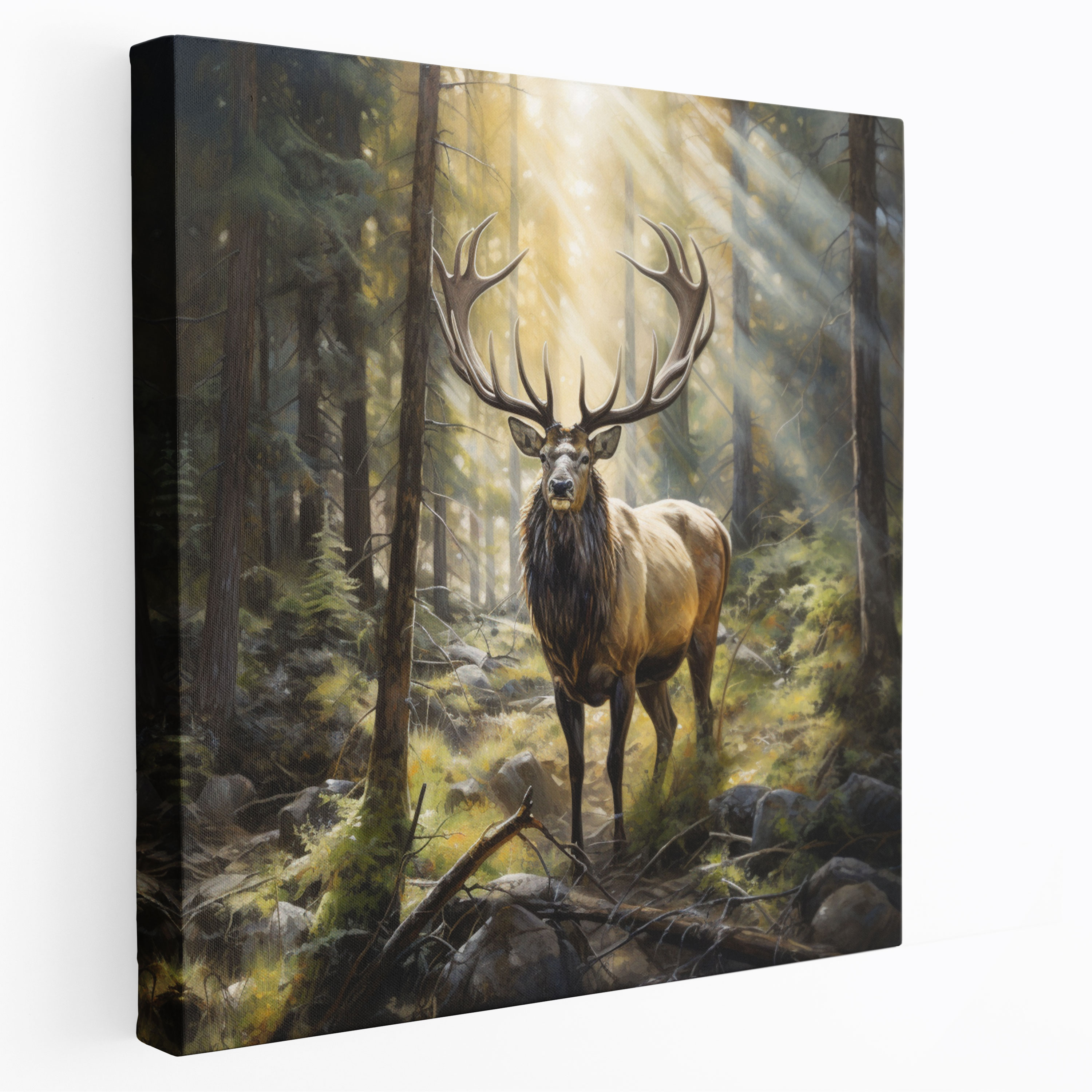 Elk Canvas Print - Majestic Forest - Elk, Nature Art, Wall Decoration, Elk Canvas Print