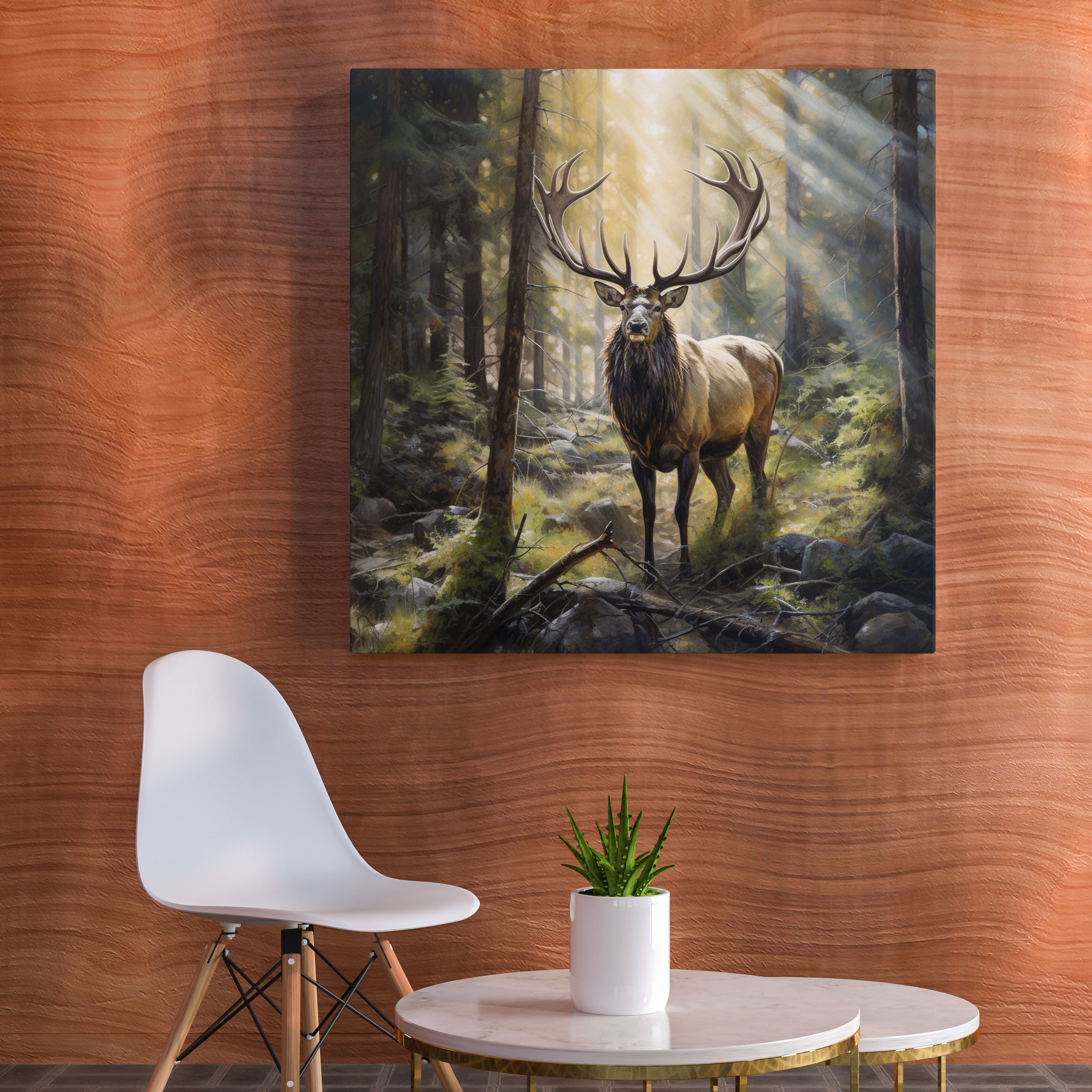Elk Canvas Print - Majestic Forest - Elk, Nature Art, Wall Decoration, Elk Canvas Print