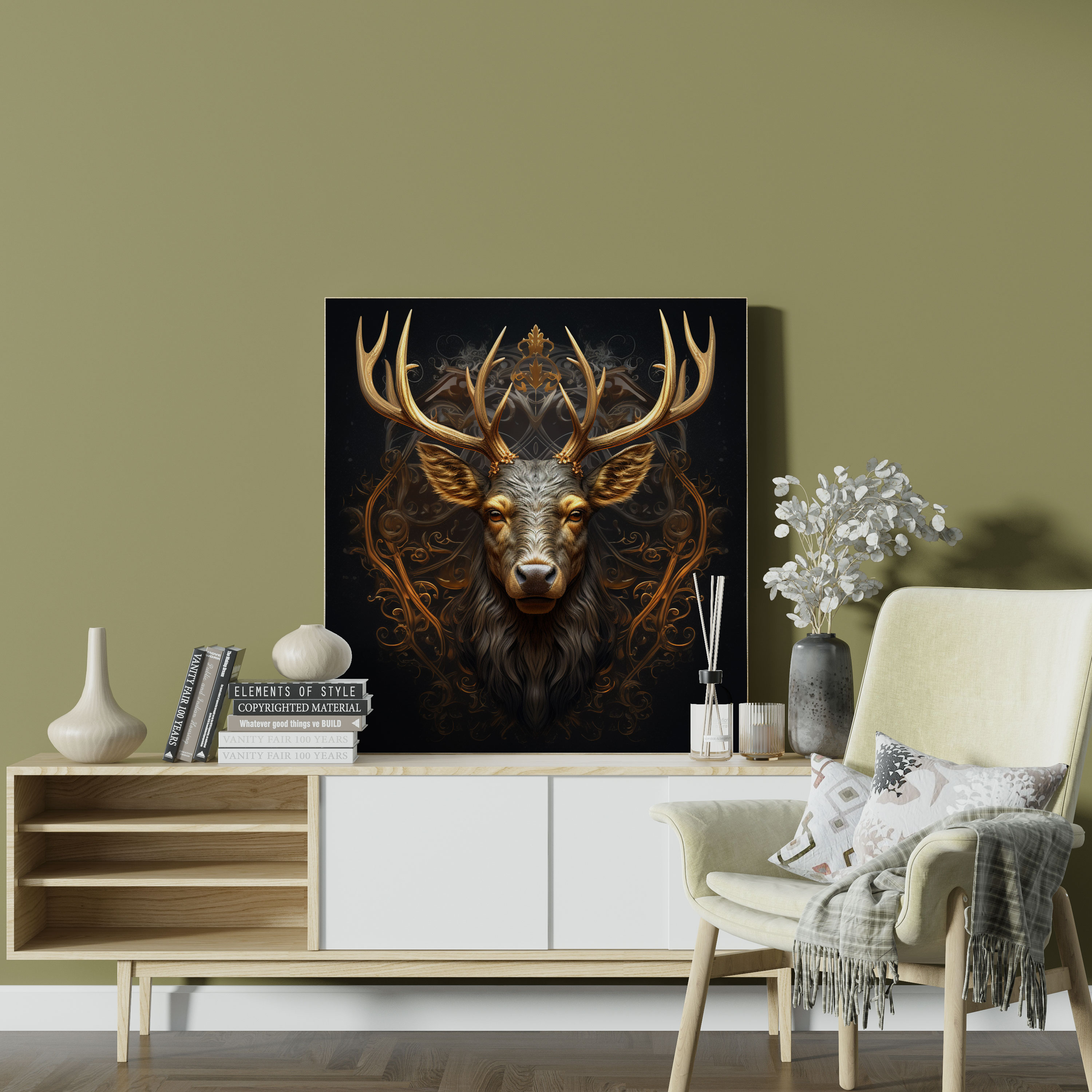 Elk Wall Decoration - Regal Antlers - Elk, Animal Portrait, Canvas Print, Canvas Wall Art