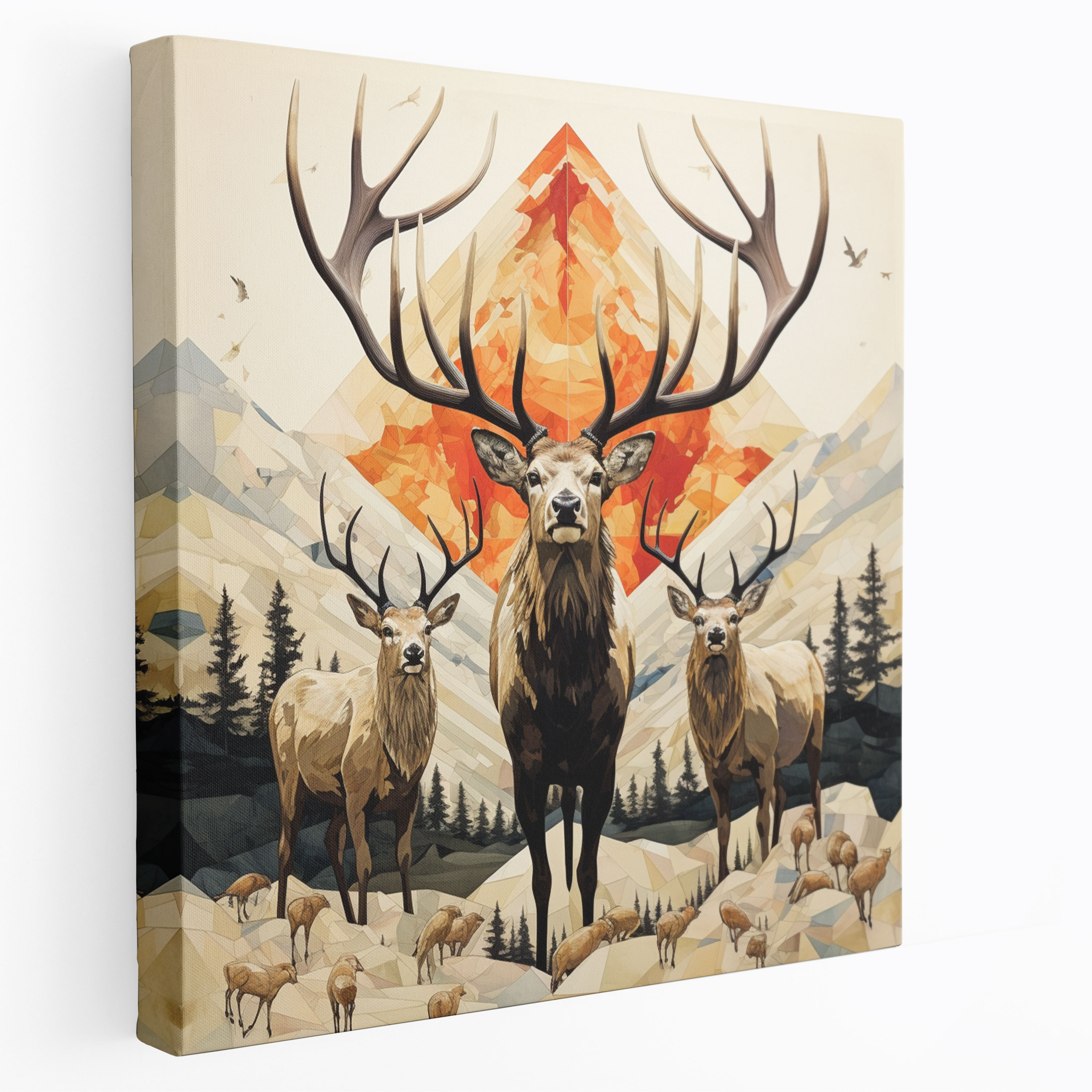 Elk Canvas Print - Artistic Collage - Elk, Collage, Elk Canvas Print, Wall Art