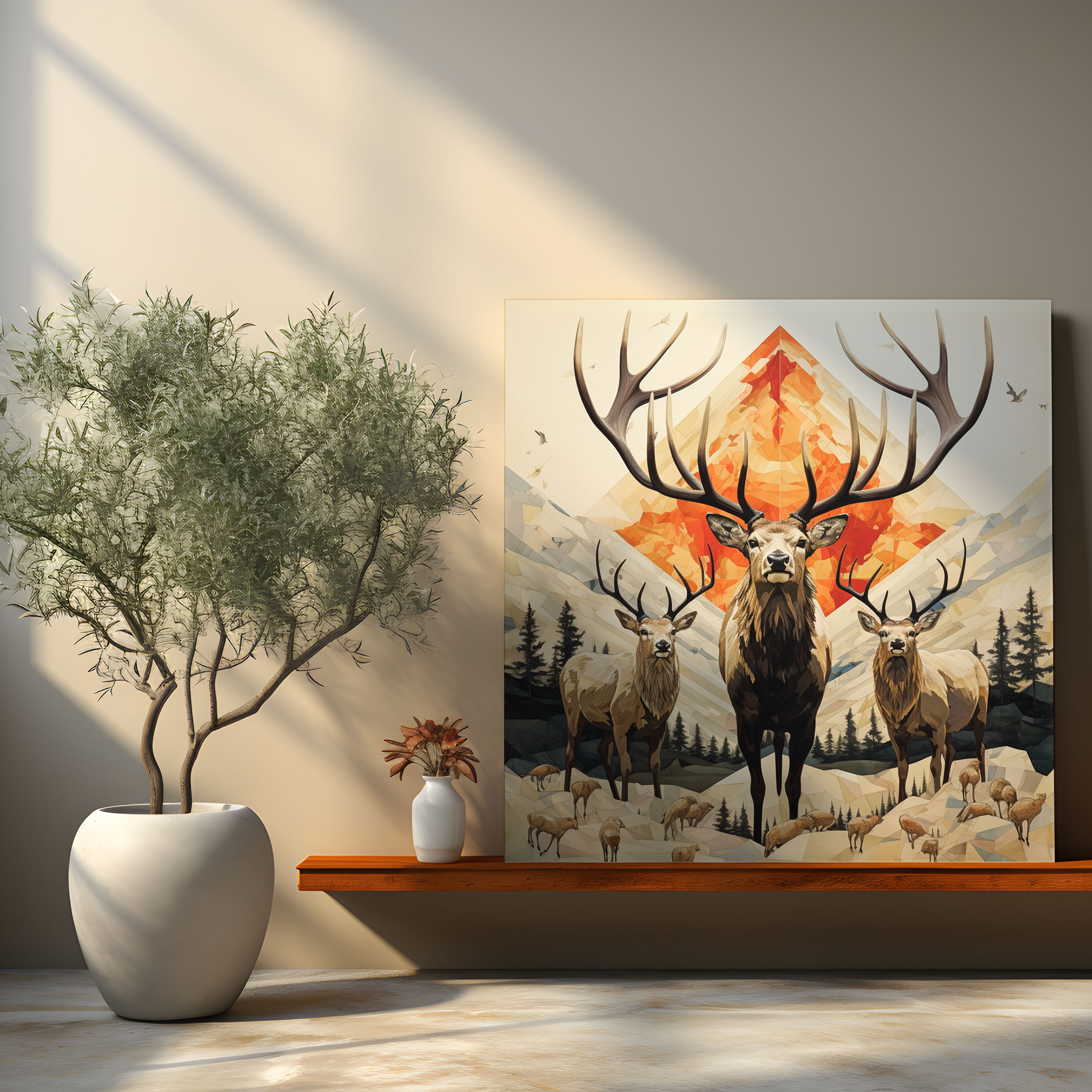 Elk Canvas Print - Artistic Collage - Elk, Collage, Elk Canvas Print, Wall Art