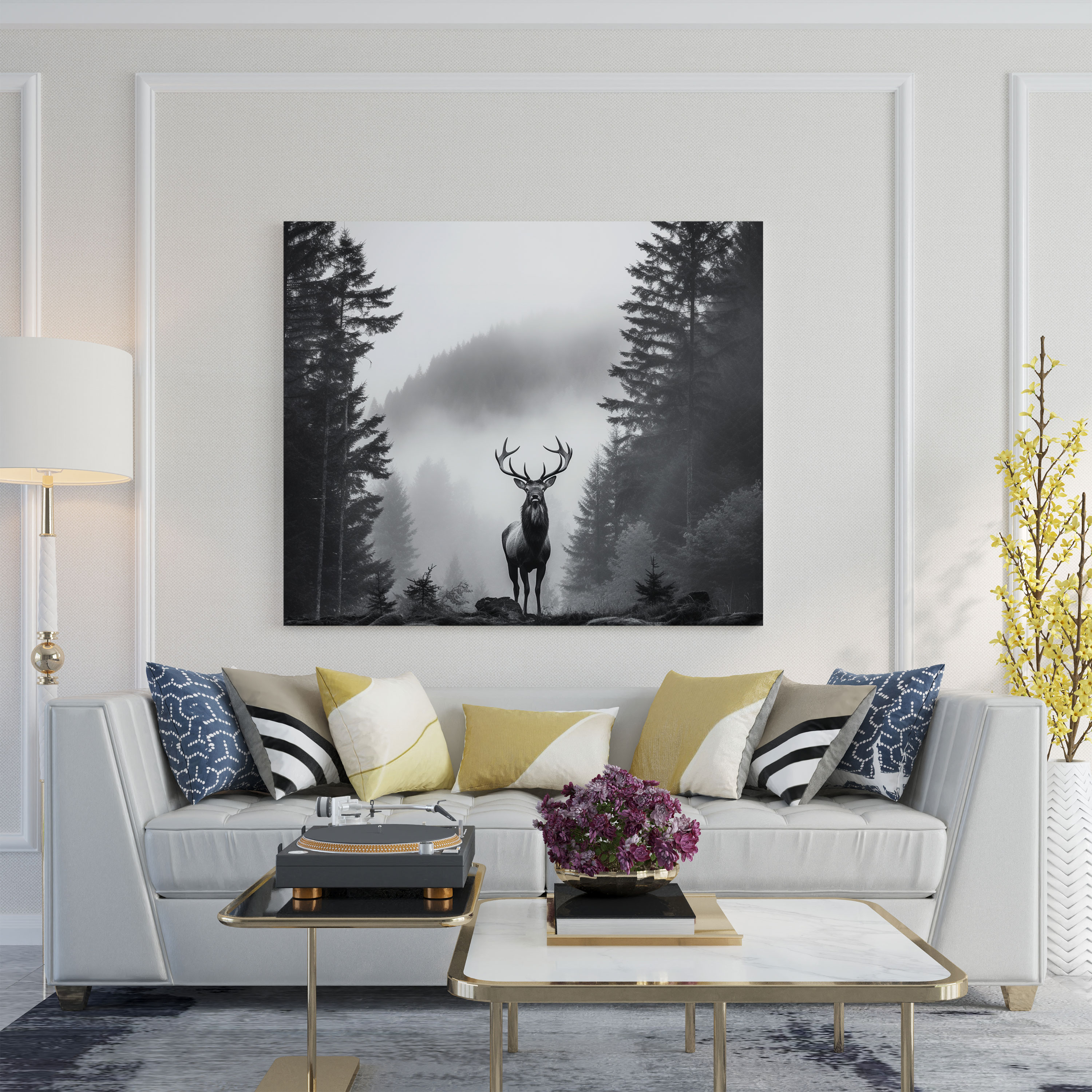 Elk Wall Art - Misty Forest - Elk, Wall Decoration, Canvas, Home Decoration
