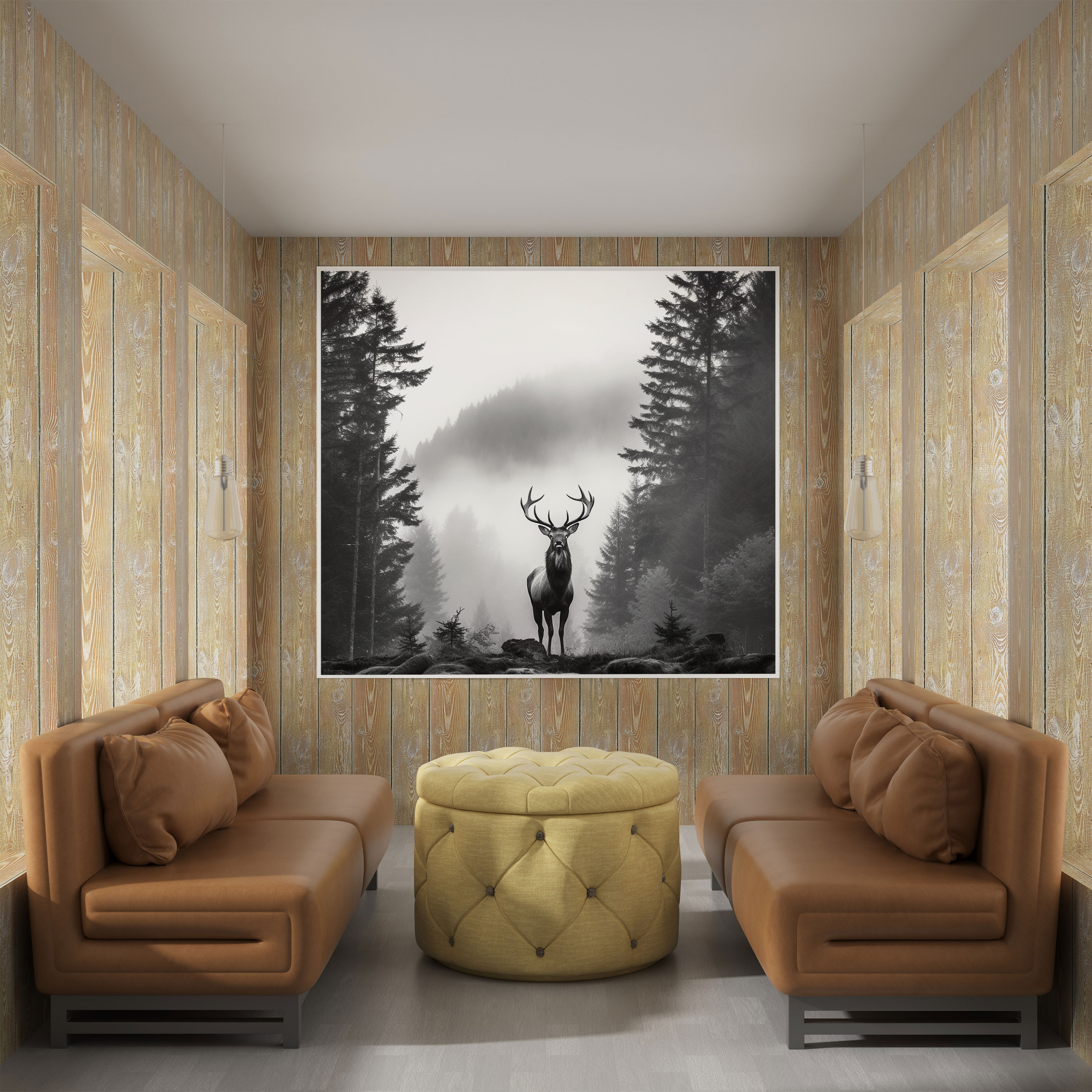Elk Wall Art - Misty Forest - Elk, Wall Decoration, Canvas, Home Decoration