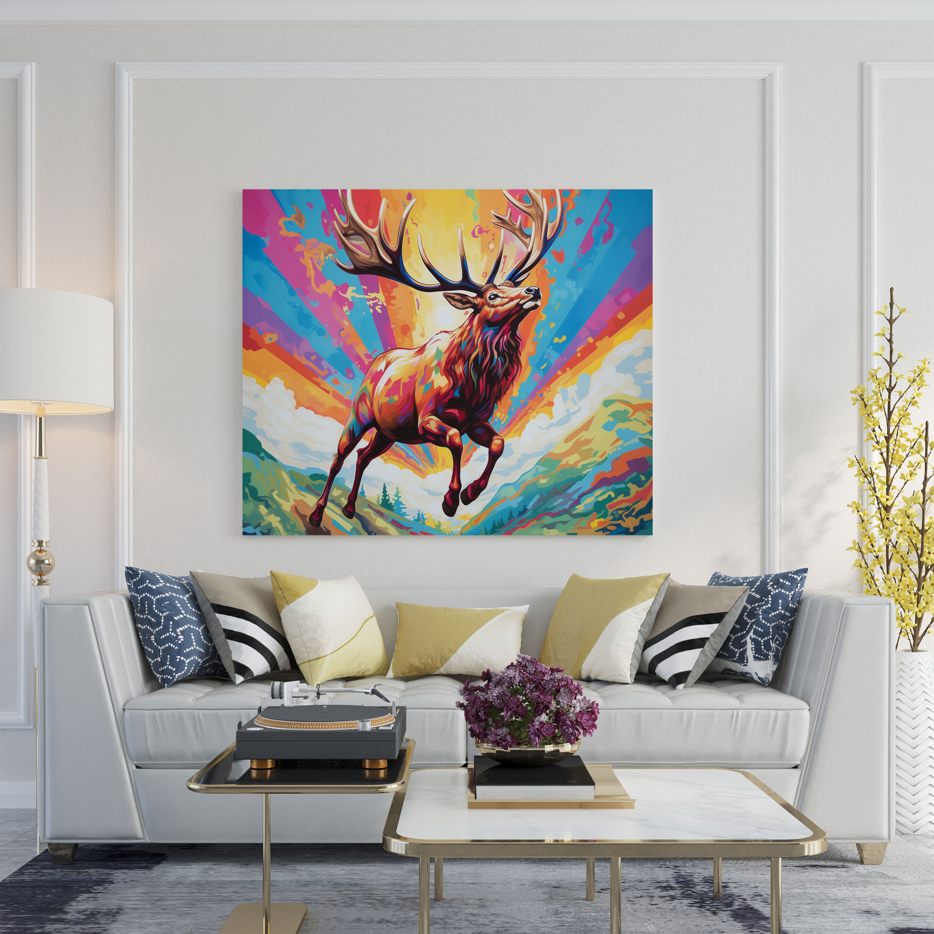 Elk Canvas Print - Color Explosion - Elk, Wall Art, Pop Art Painting, Canvas Wall Art