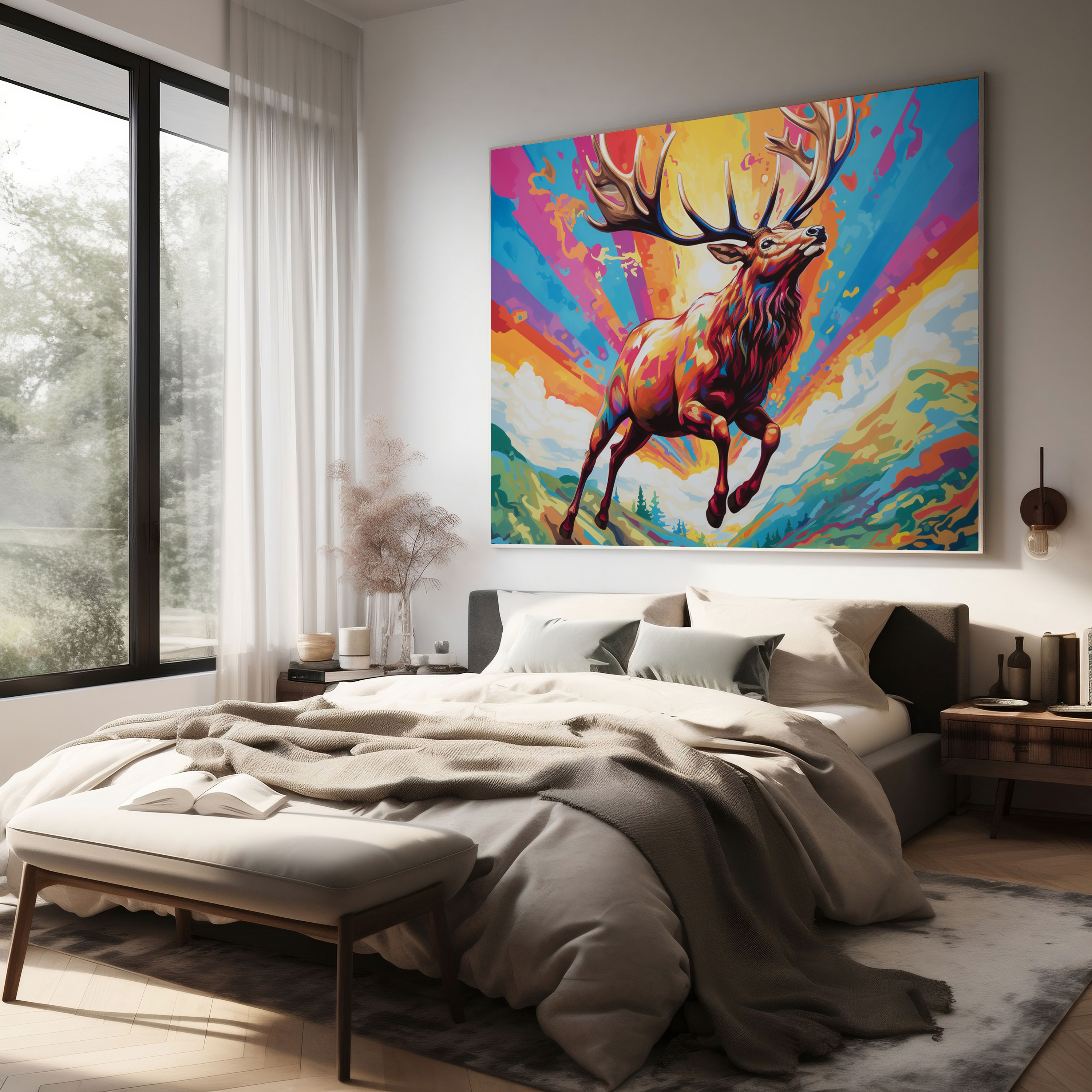 Elk Canvas Print - Color Explosion - Elk, Wall Art, Pop Art Painting, Canvas Wall Art