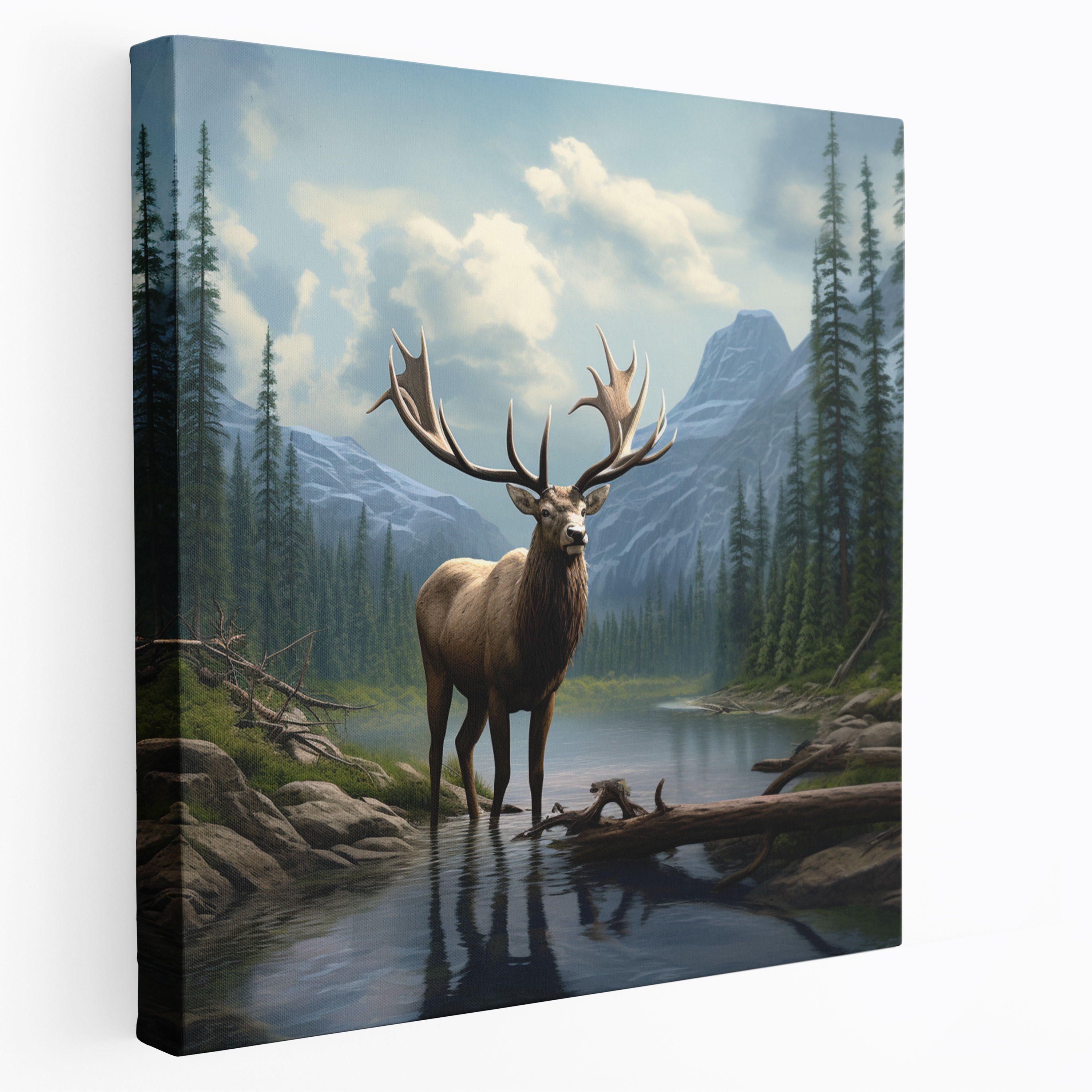 Elk Canvas Print - 3D Wildlife - Elk, 3D Artwork, Elk Canvas Print, Wall Art