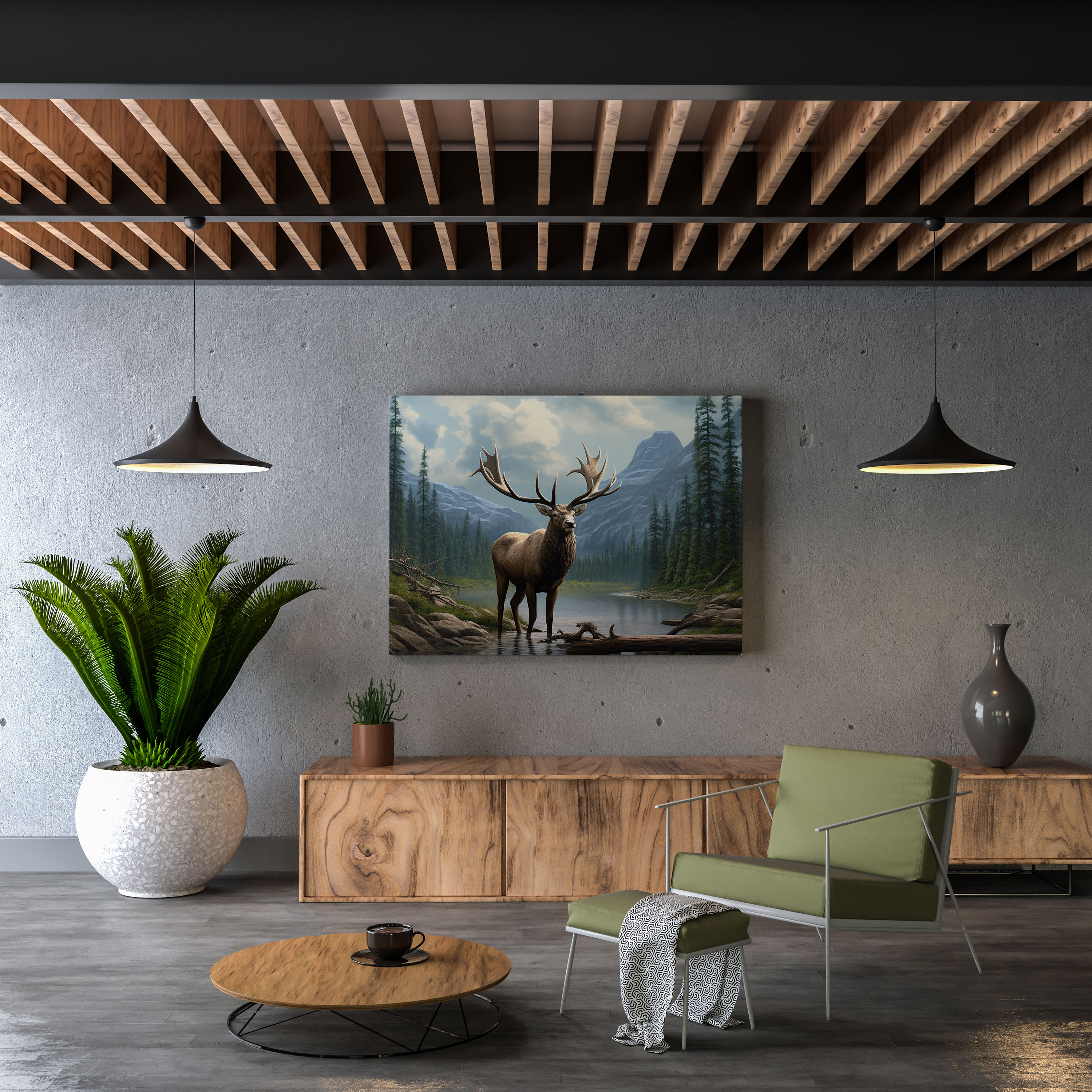 Elk Canvas Print - 3D Wildlife - Elk, 3D Artwork, Elk Canvas Print, Wall Art