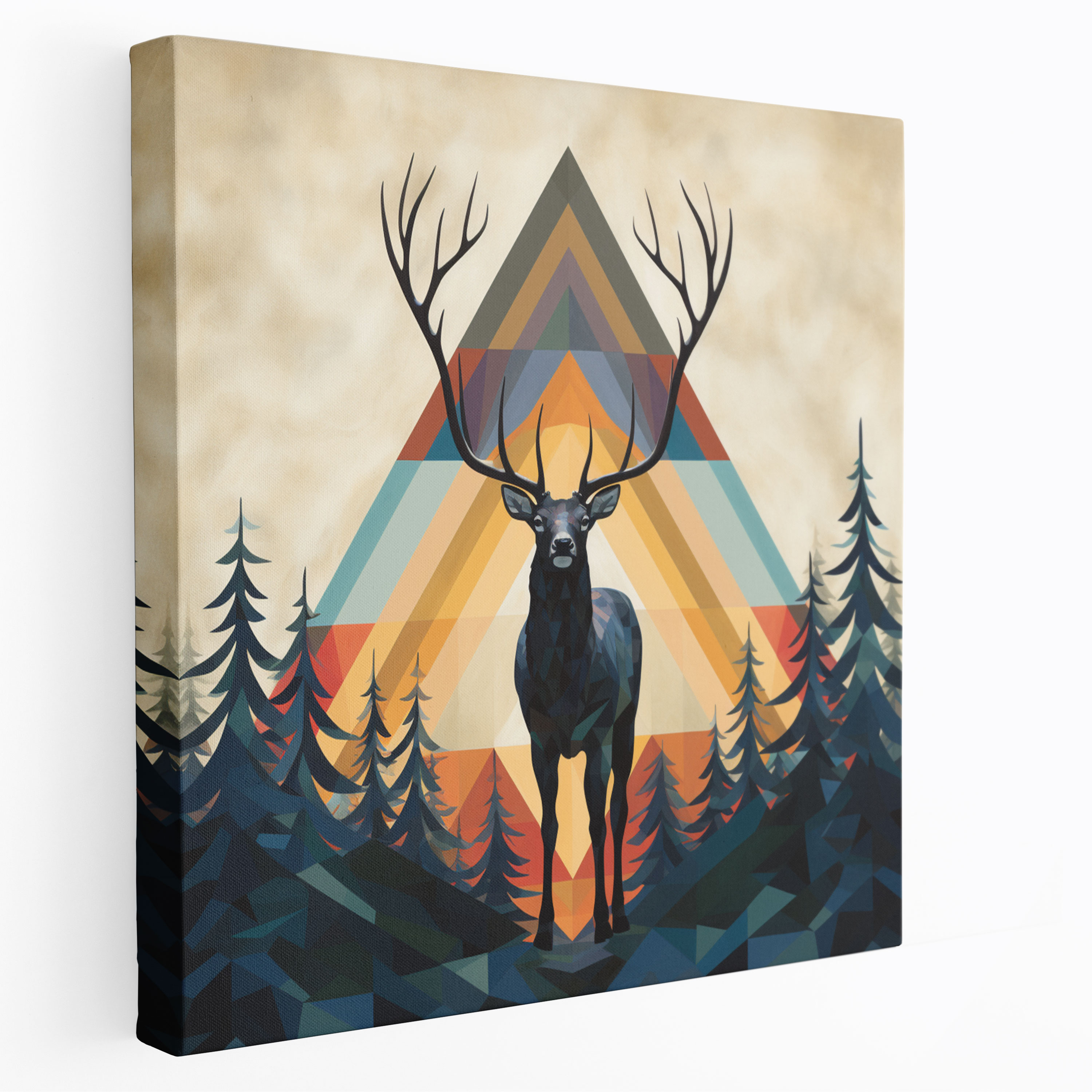 Elk Wall Art - Modern Geometrics - Elk, Canvas Print, Home Decoration, Minimalist Artwork