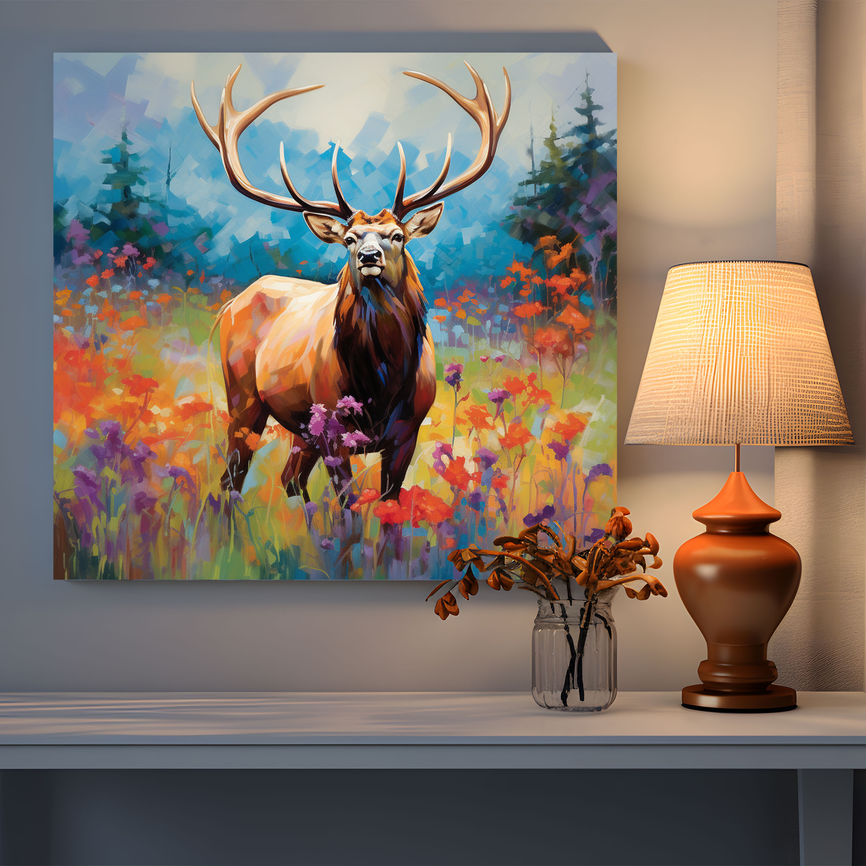 Elk Canvas Print - Fields Of Harmony - Elk, Canvas Wall Art, Wall Art, Wall Decoration