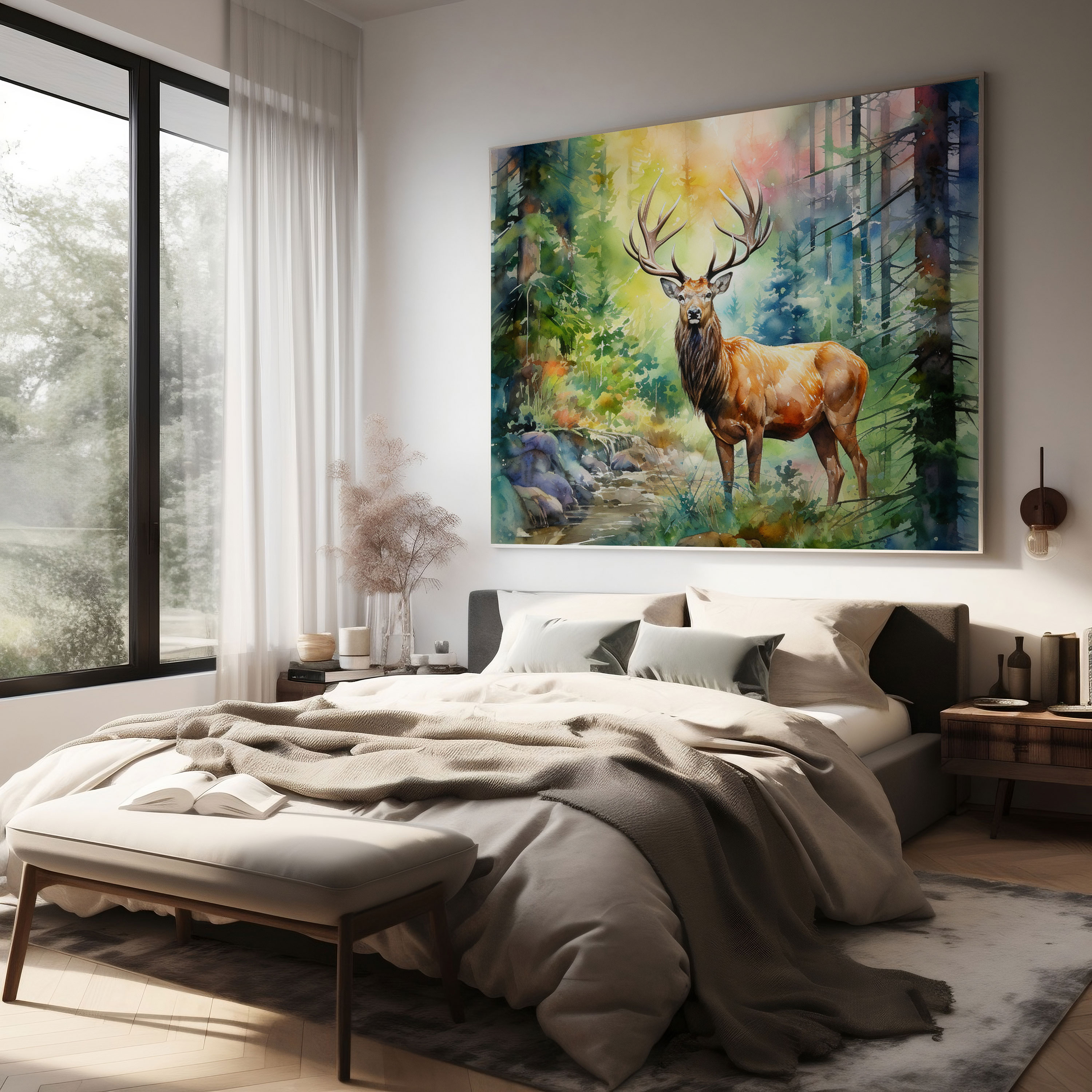 Elk Canvas Print - Vibrant Watercolor Painting - Wall Art - Elk, Elk, Canvas Print, Canvas Wall Art