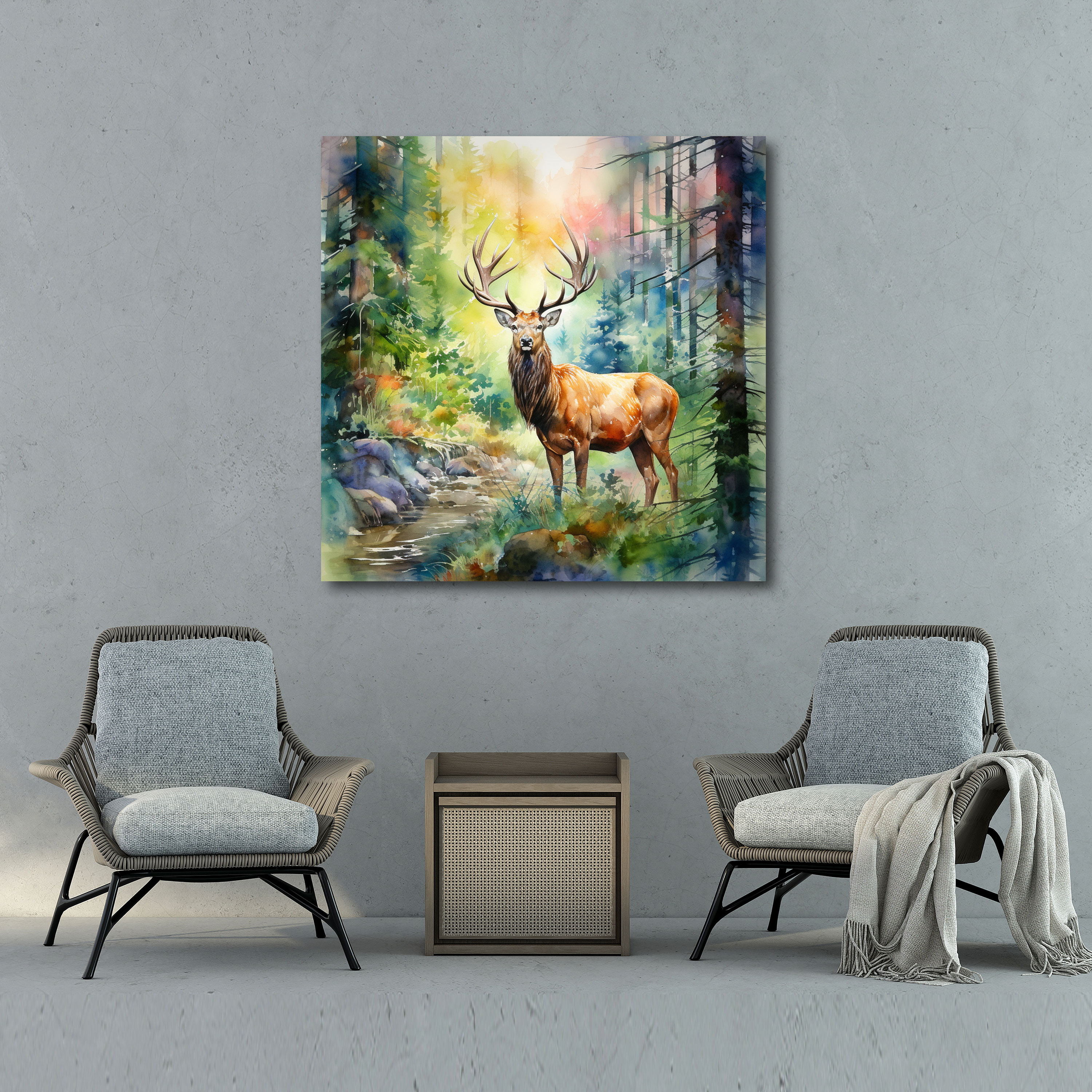Elk Canvas Print - Vibrant Watercolor Painting - Wall Art - Elk, Elk, Canvas Print, Canvas Wall Art