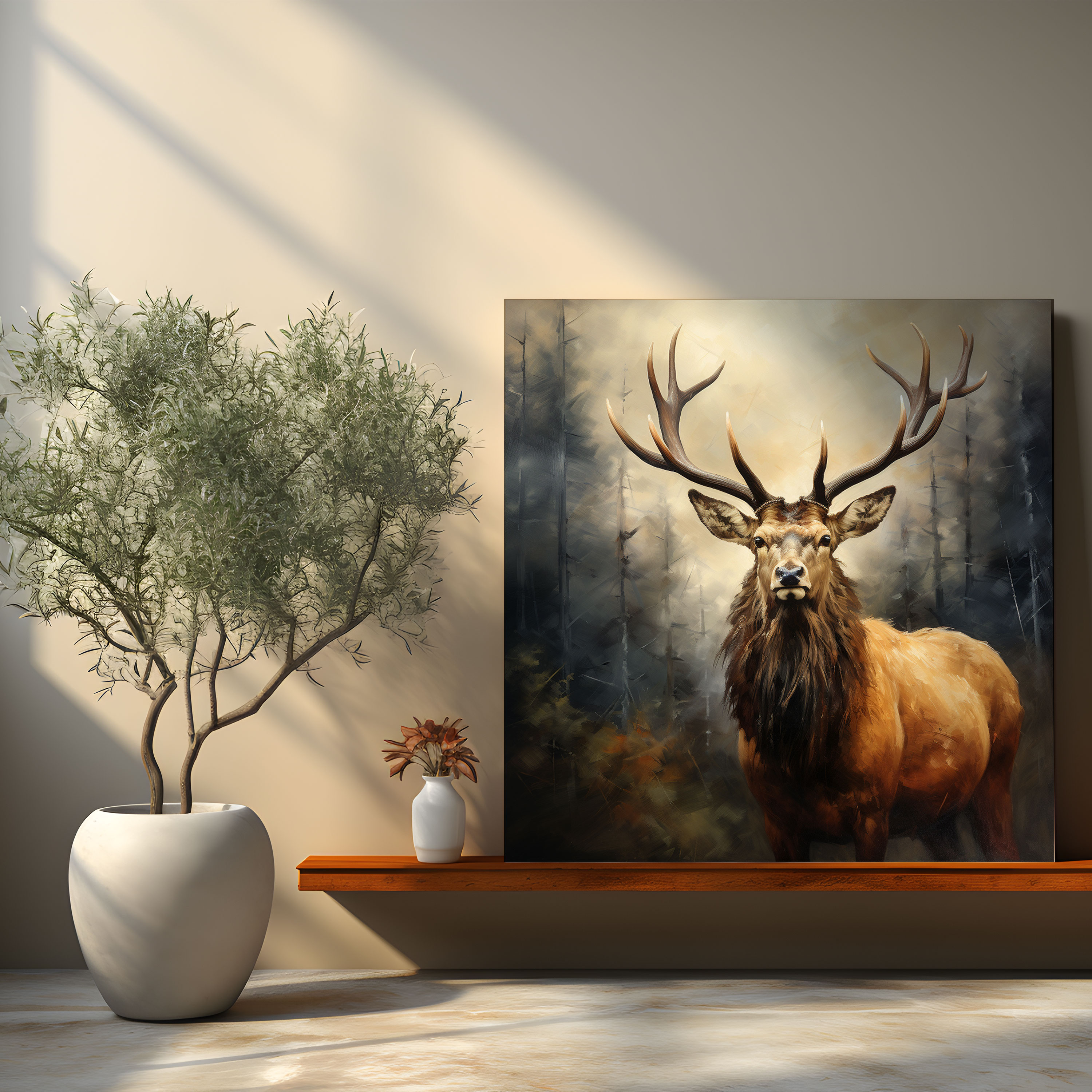 Elk Wall Art - Oil Painting On Canvas - High Quality Print - Elk, Elegant, Canvas Wall Art, Canvas Print
