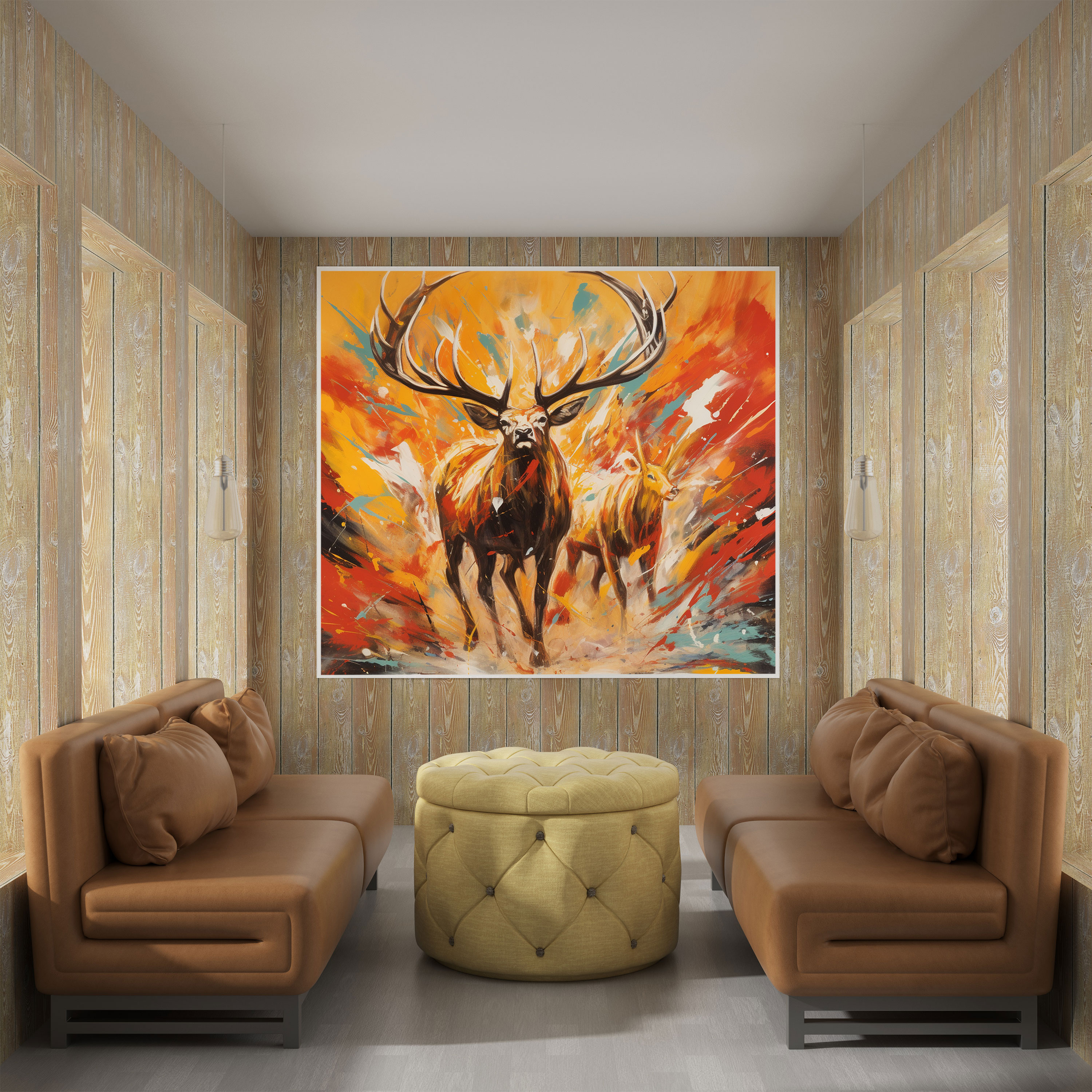 Elk Wall Art - Abstract Acrylic Painting - High Quality Canvas Print - Elk, Elk, Wall Art, Abstract Acrylic Painting