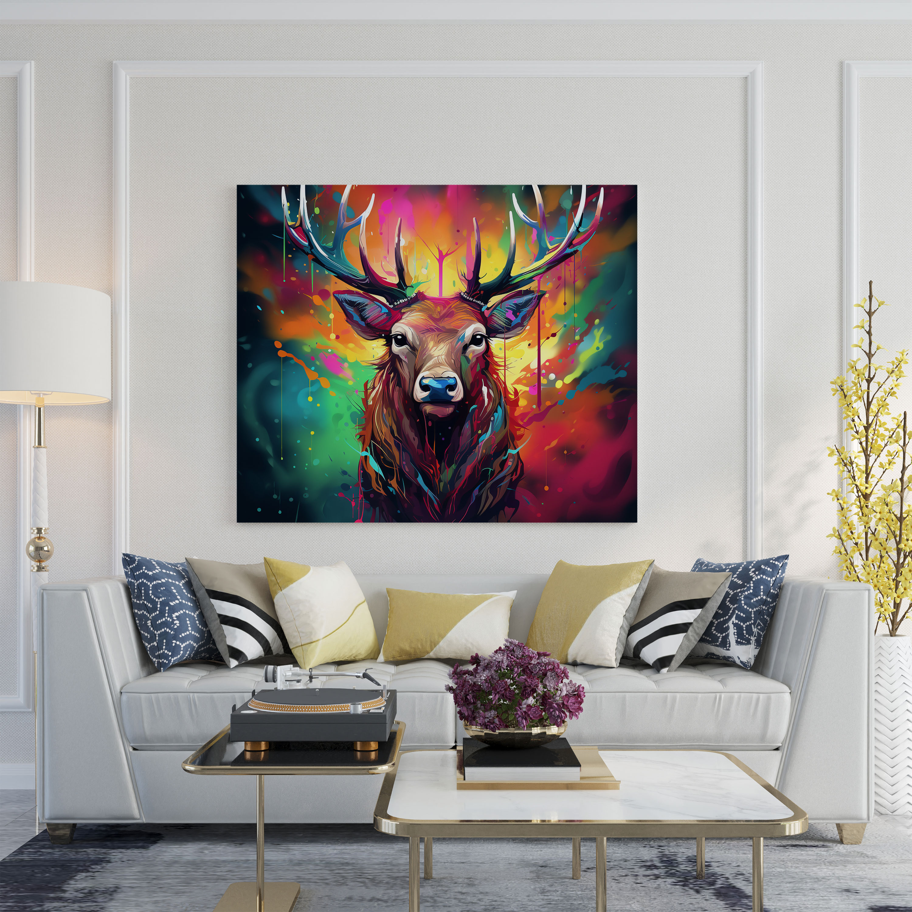 Canlı Soyut Elk Kanvas Tablo - Dijital Sanat
