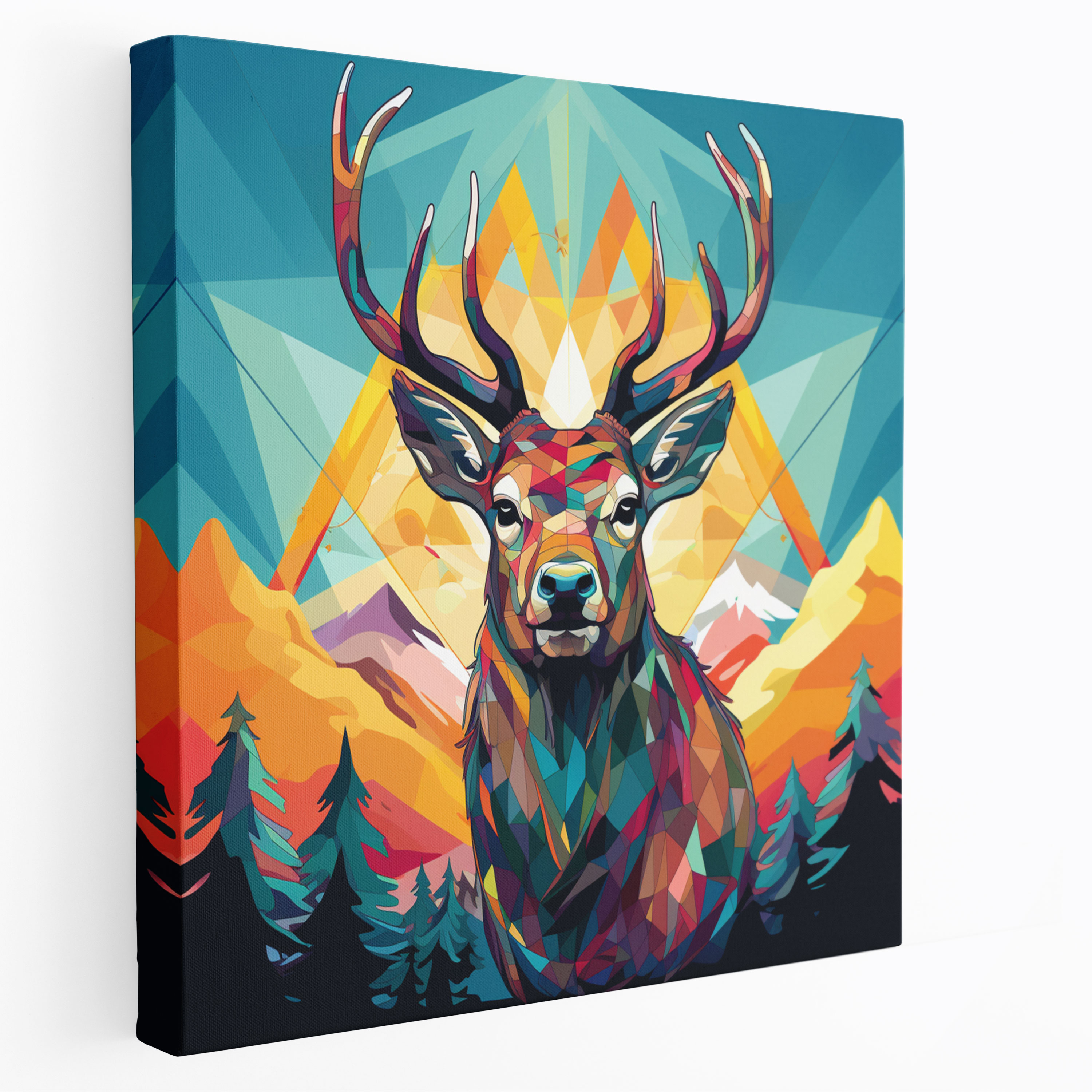 Elk Wall Art - Geometric Pop - Elk, Elk, Canvas Print, Wall Art