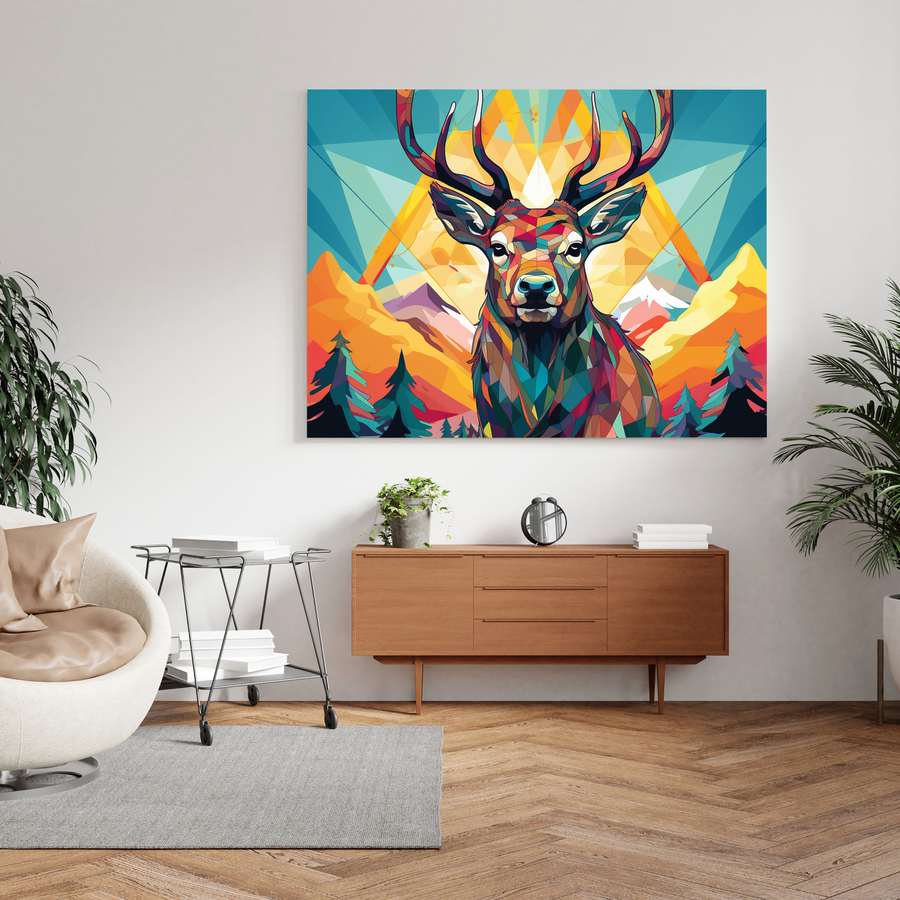 Elk Wall Art - Geometric Pop - Elk, Elk, Canvas Print, Wall Art