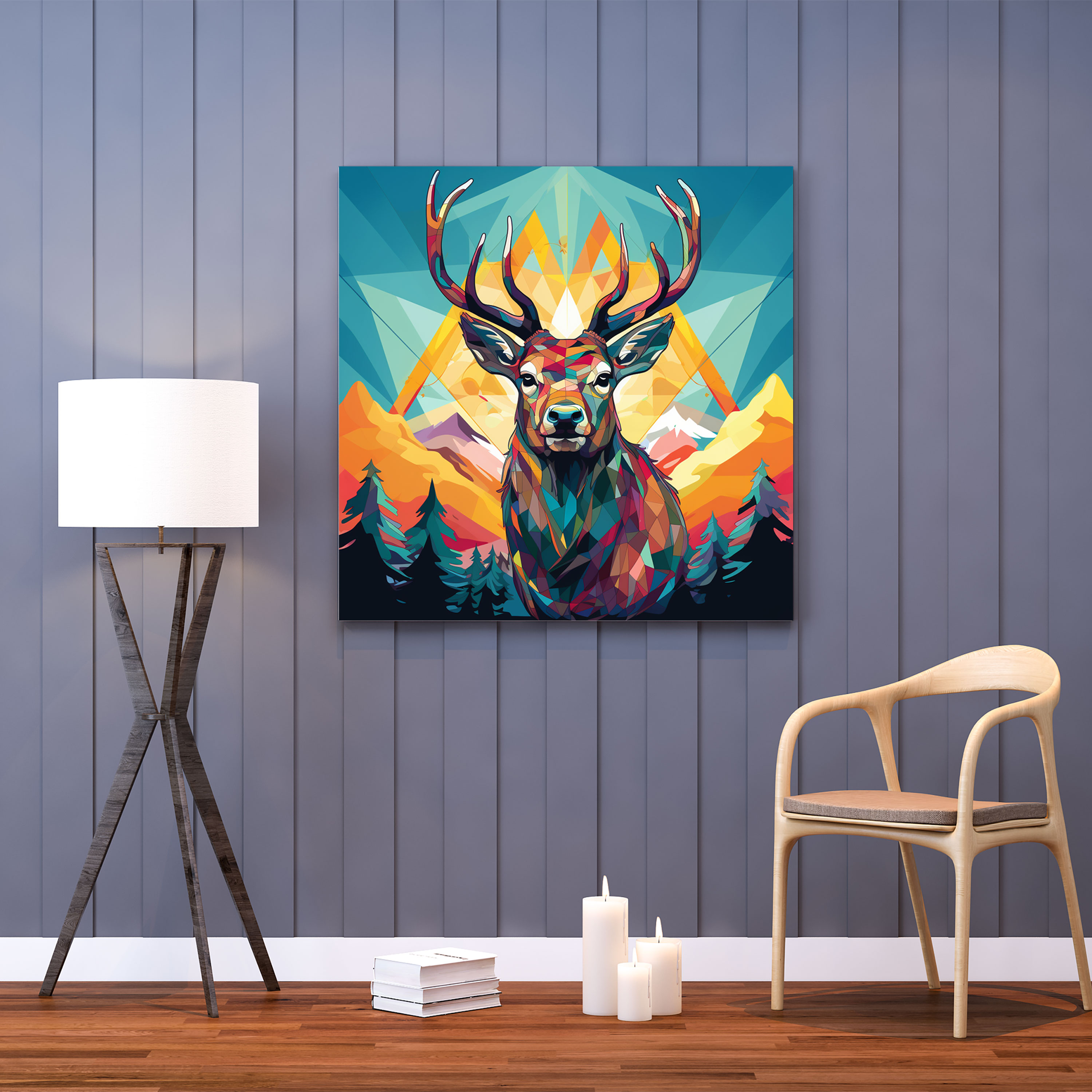 Elk Wall Art - Geometric Pop - Elk, Elk, Canvas Print, Wall Art