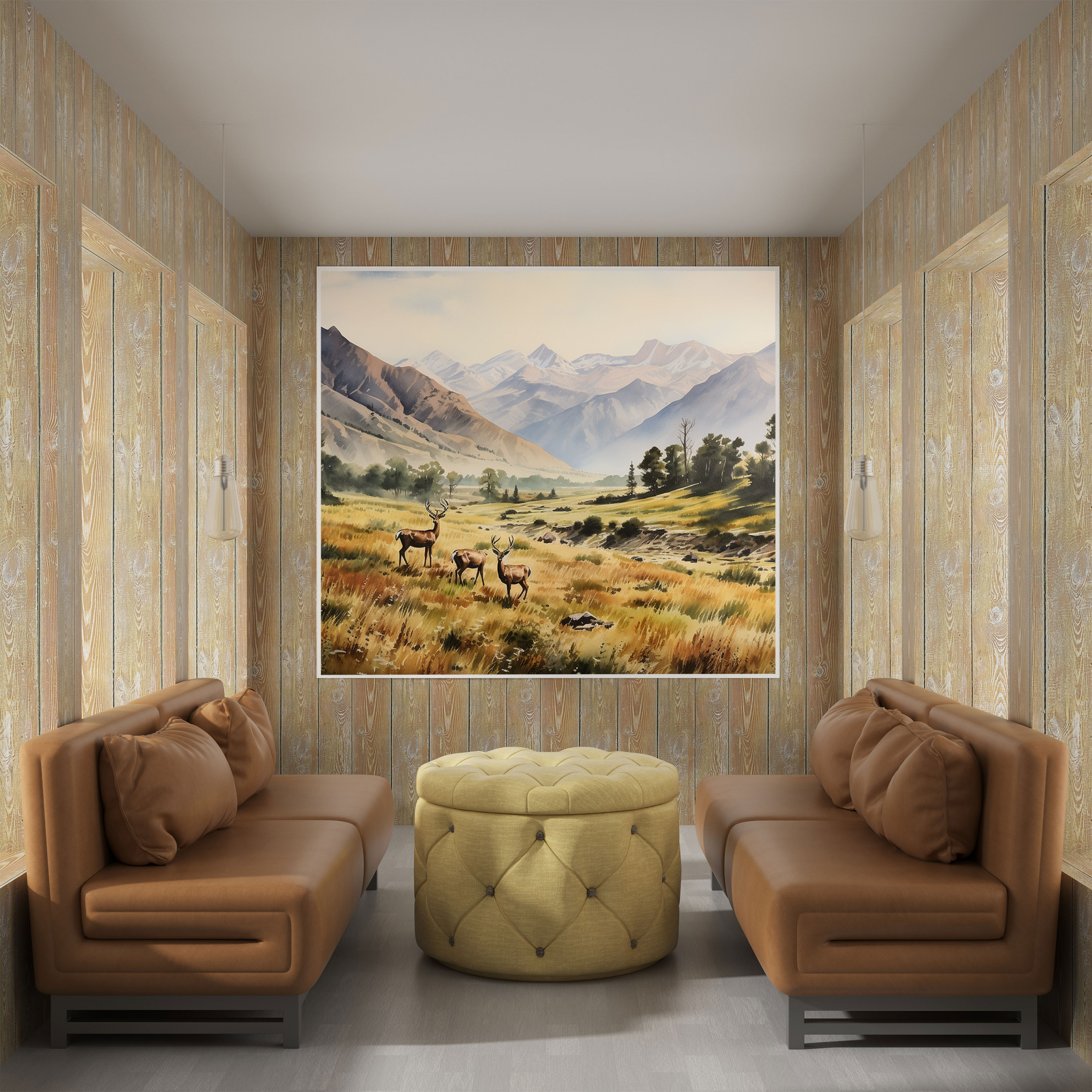 Elk Canvas Print - Serene Landscape With Grazing Elk Herd - Elk, Wall Art, Canvas Wall Art, Nature