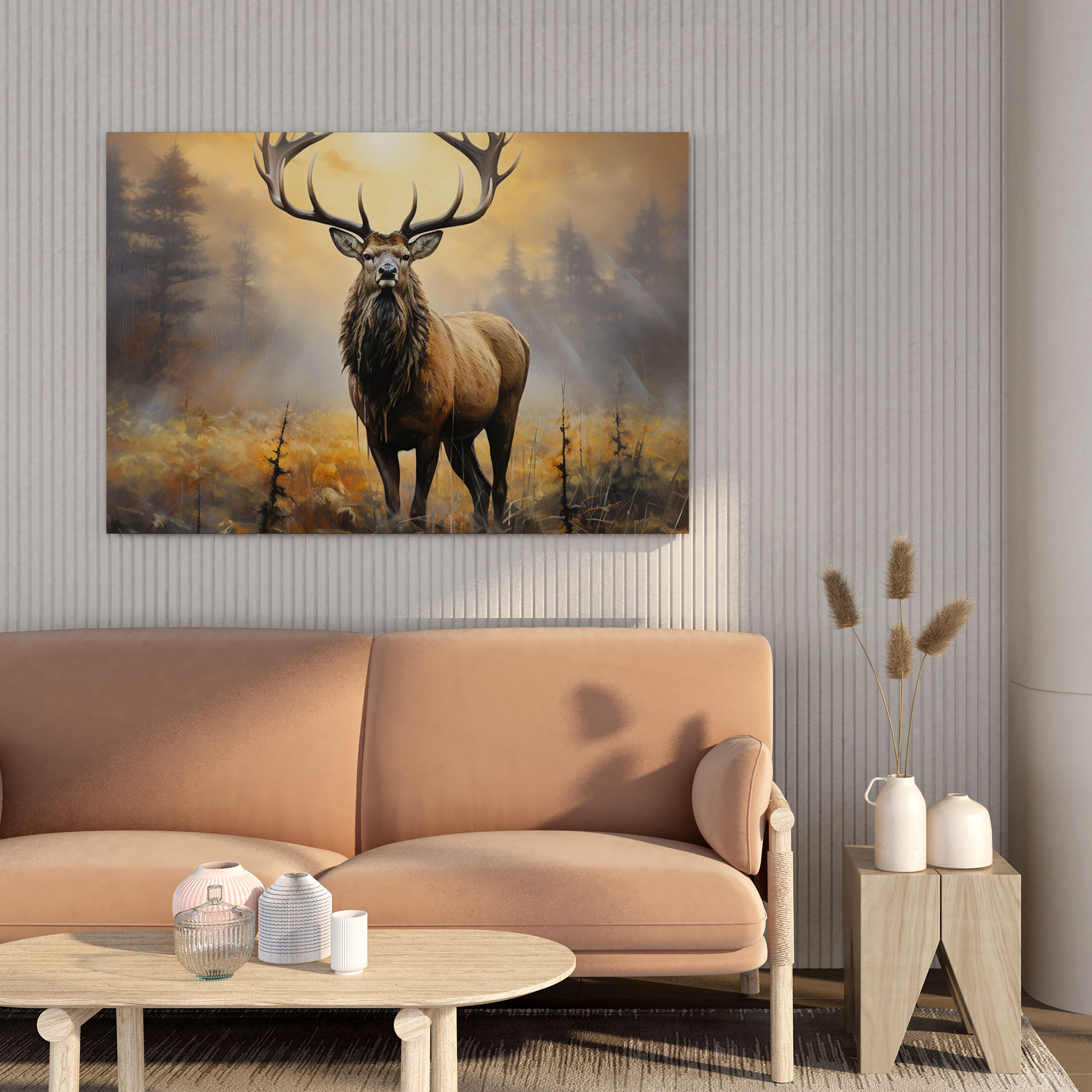 Elk Canvas Print - Majestic Elk In Misty Meadow At Sunrise - Elk, Canvas Wall Art, Elk, Canvas