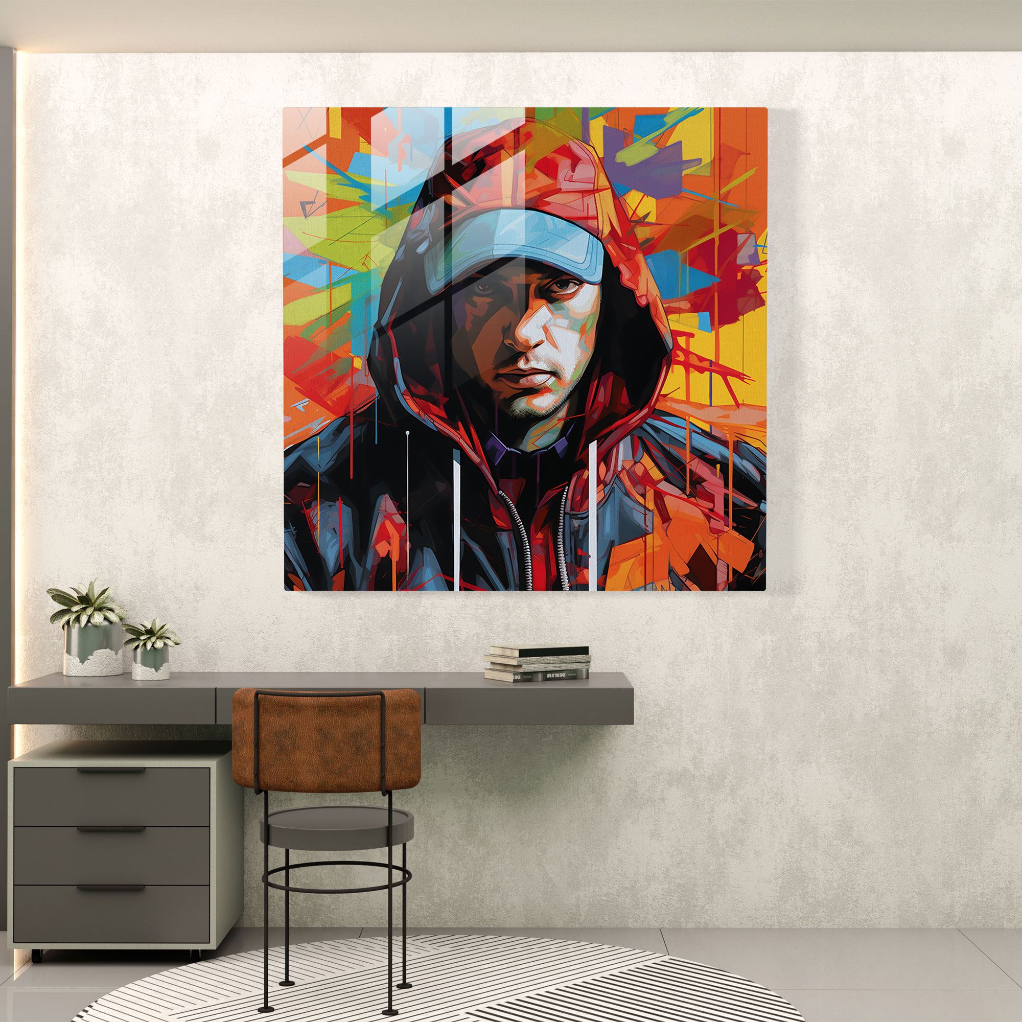 Eminem Glass Wall Art - Eminem, Modern Art, Bold Lines, Glass Wall Art