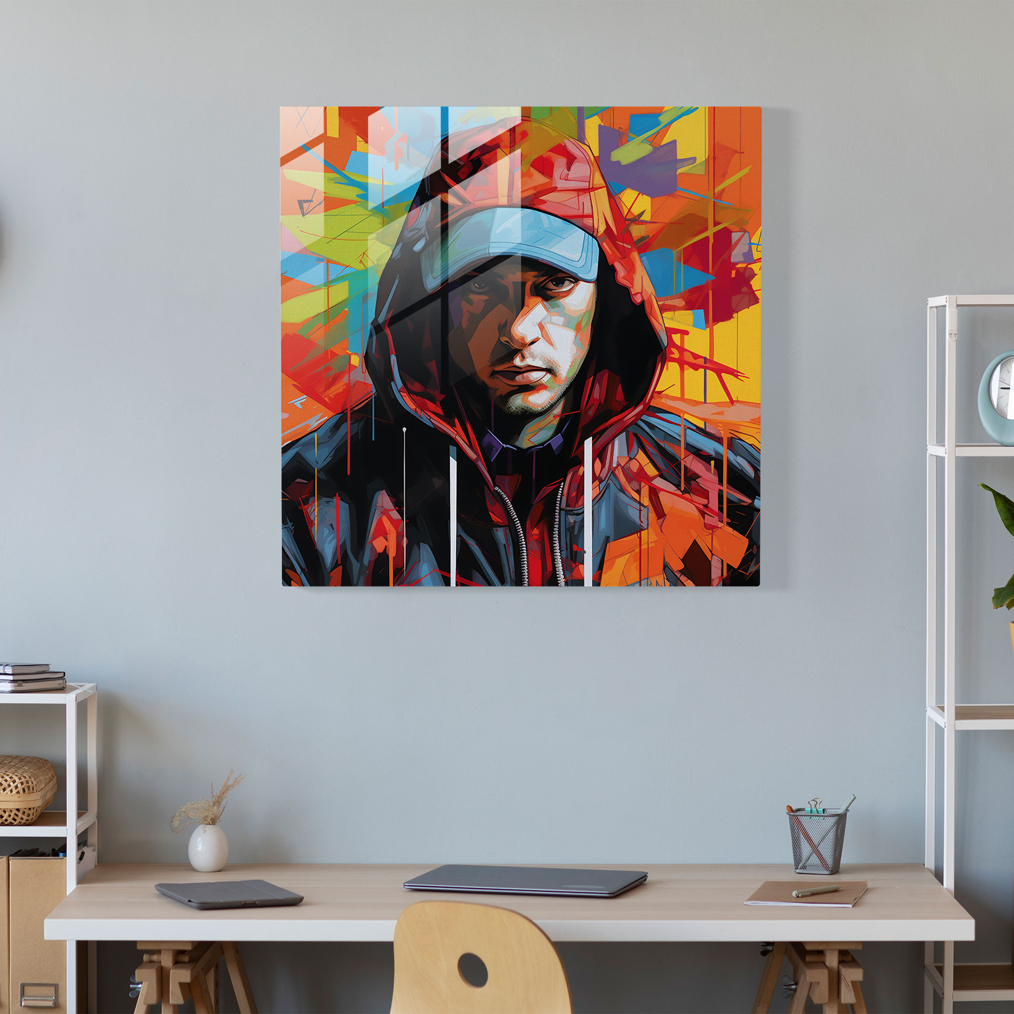 Eminem Glass Wall Art - Eminem, Modern Art, Bold Lines, Glass Wall Art