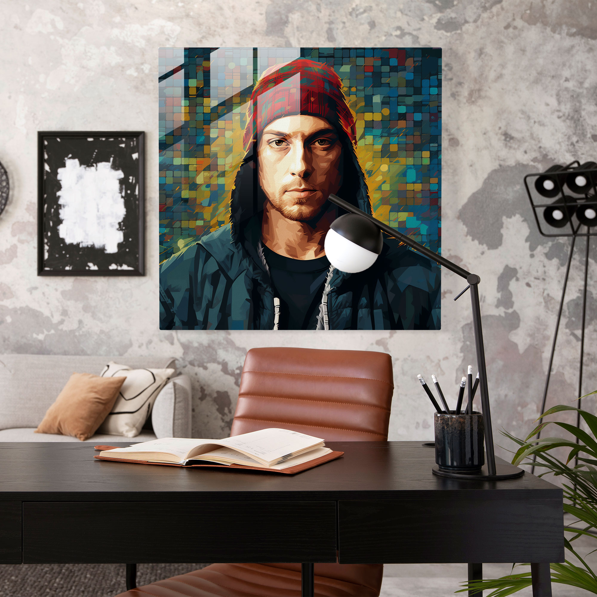 Eminem Wohnkultur - Digitalillustration Glaswandkunst