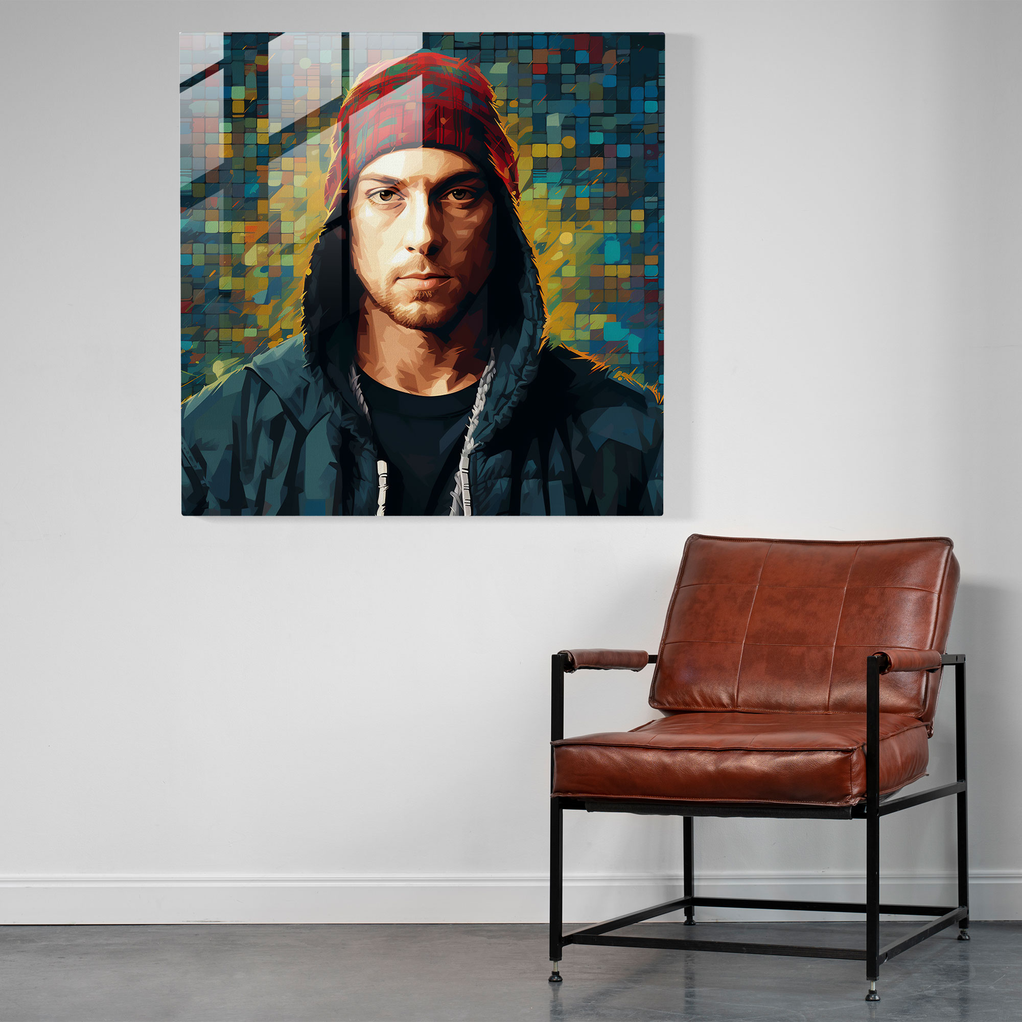 Eminem Wohnkultur - Digitalillustration Glaswandkunst
