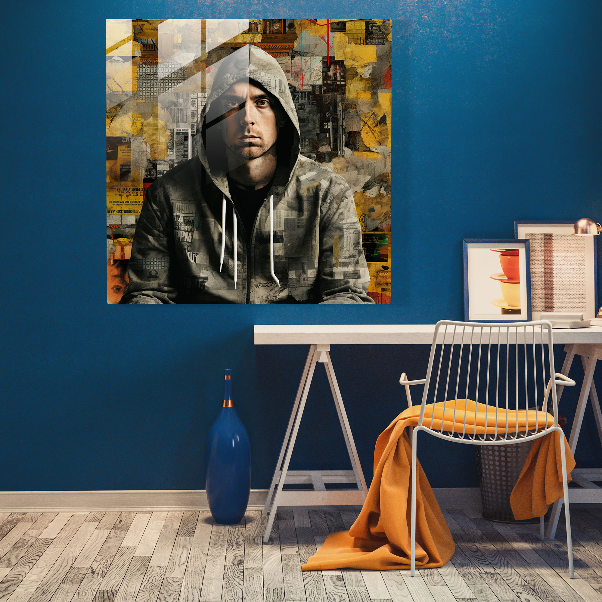 Eminem Glass Art - Eminem, Collage Artwork, Iconic Images, Glass Art