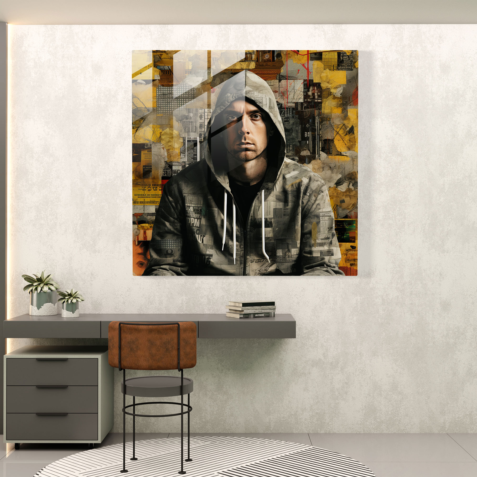 Eminem Glass Art - Eminem, Collage Artwork, Iconic Images, Glass Art