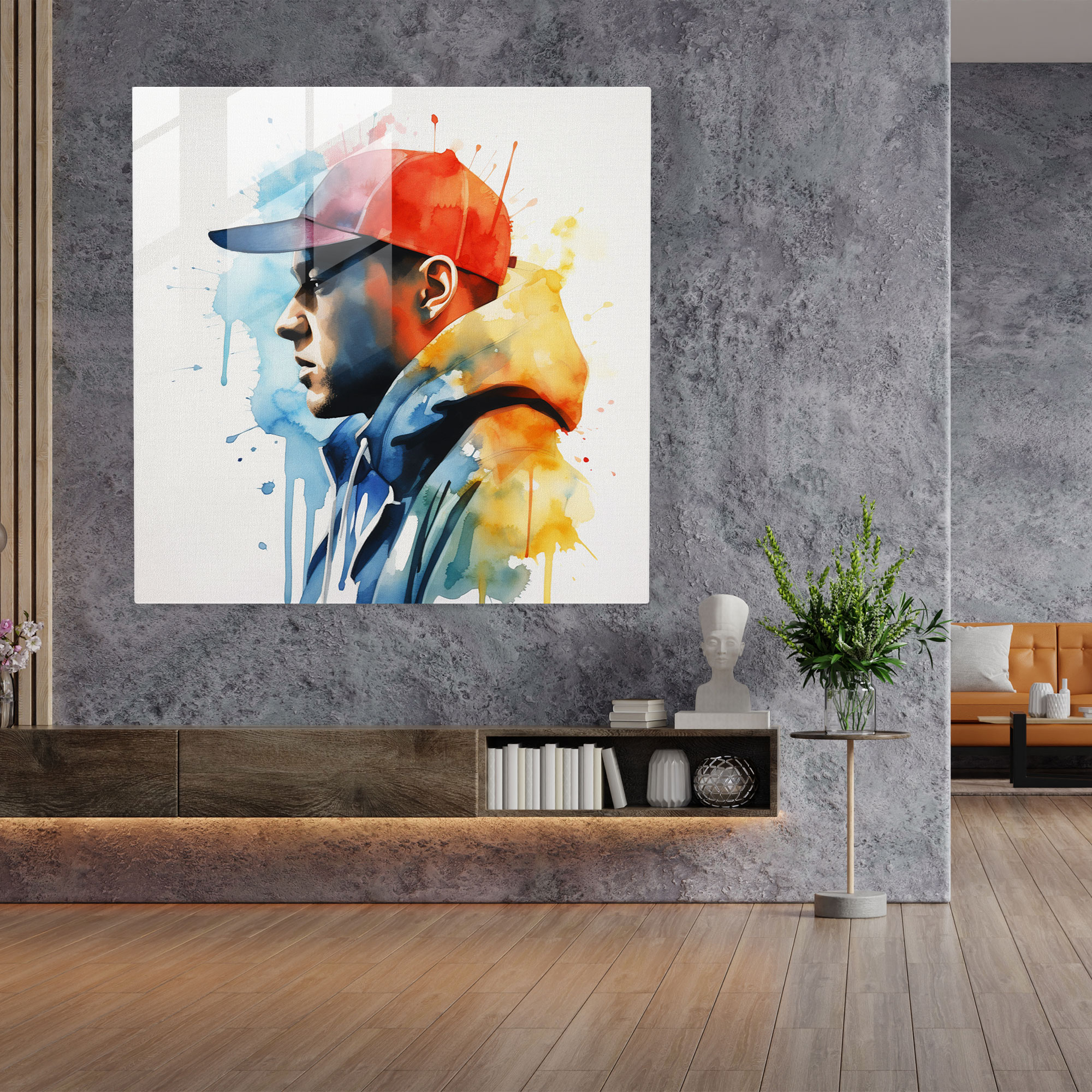Eminem Moderne Kunst - Leinwandbild Glasbild Lebendige Farbtöne