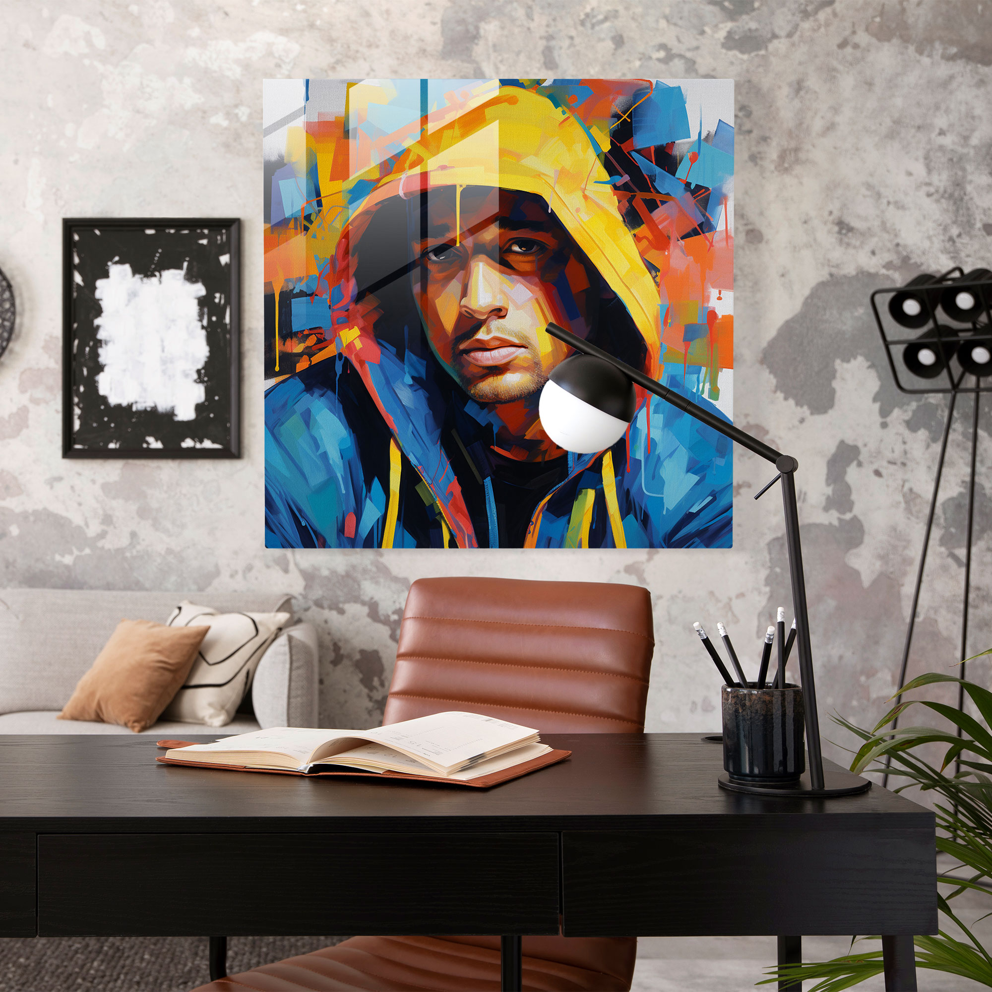 Eminem Wall Decoration - Eminem, Glass Art, Abstract Expressionist Painting, Glass Wall Art