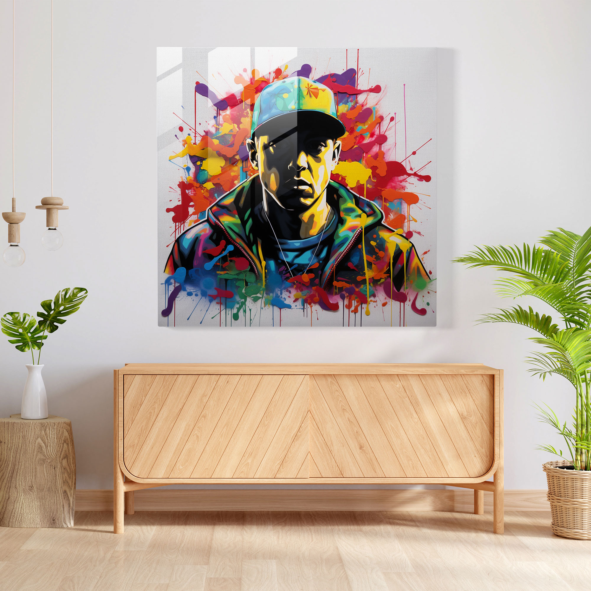 Eminem Glass Wall Art - Abstract Silhouette Decoration - Eminem, Eminem, Modern Art, Glass Print