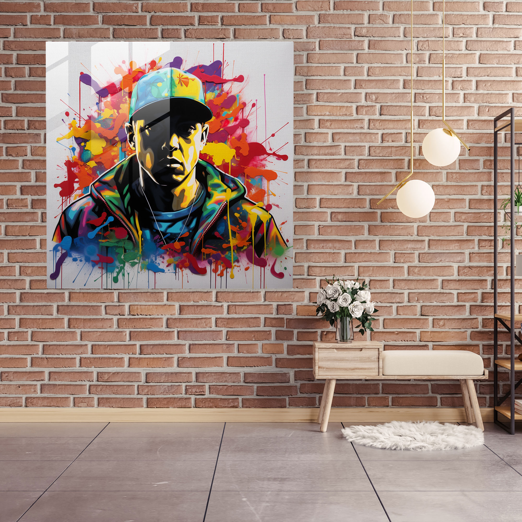 Eminem Glass Wall Art - Abstract Silhouette Decoration - Eminem, Eminem, Modern Art, Glass Print
