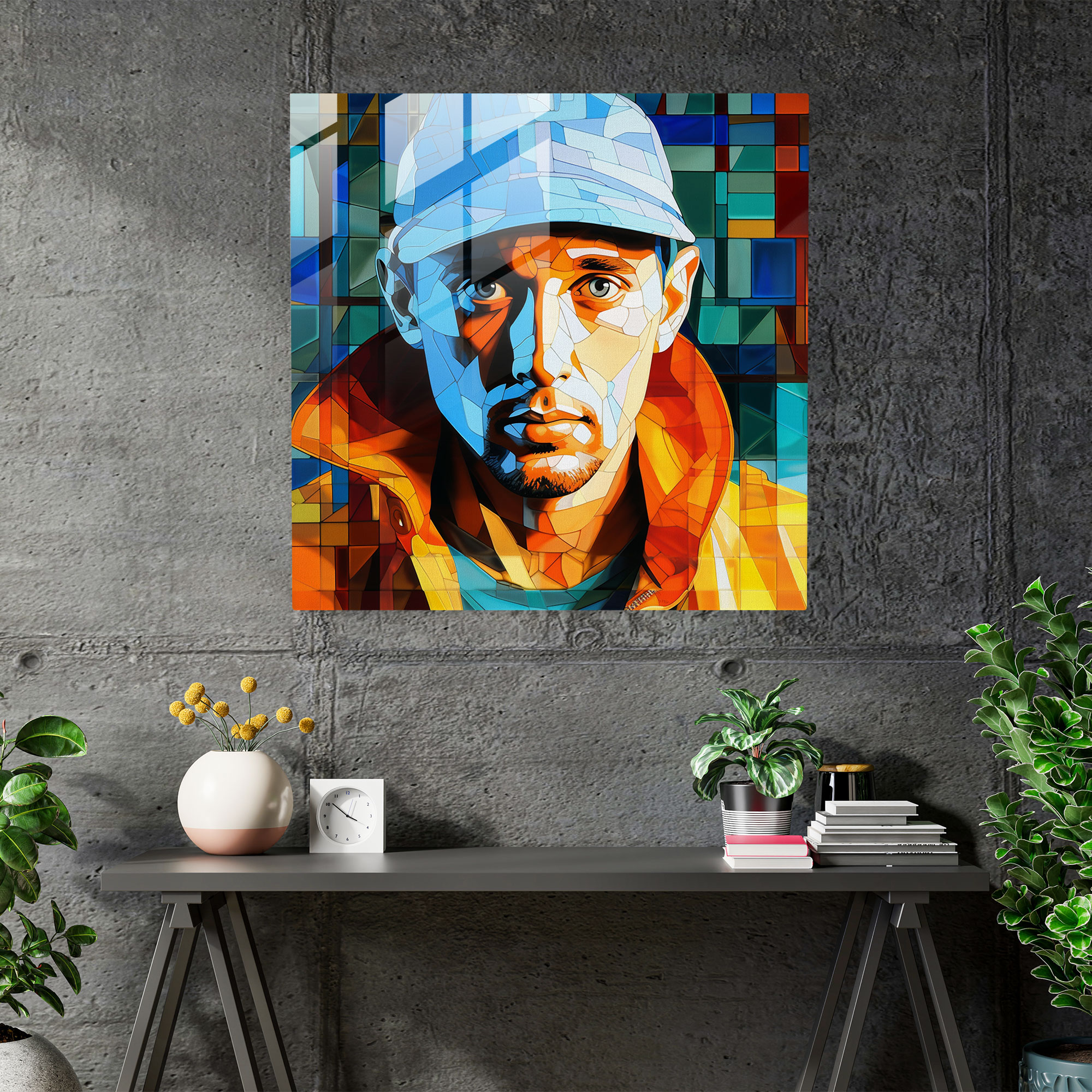 Eminem Glass Wall Art - Pop Art Decoration - Eminem, Pop Culture, Bold Colors, Contemporary