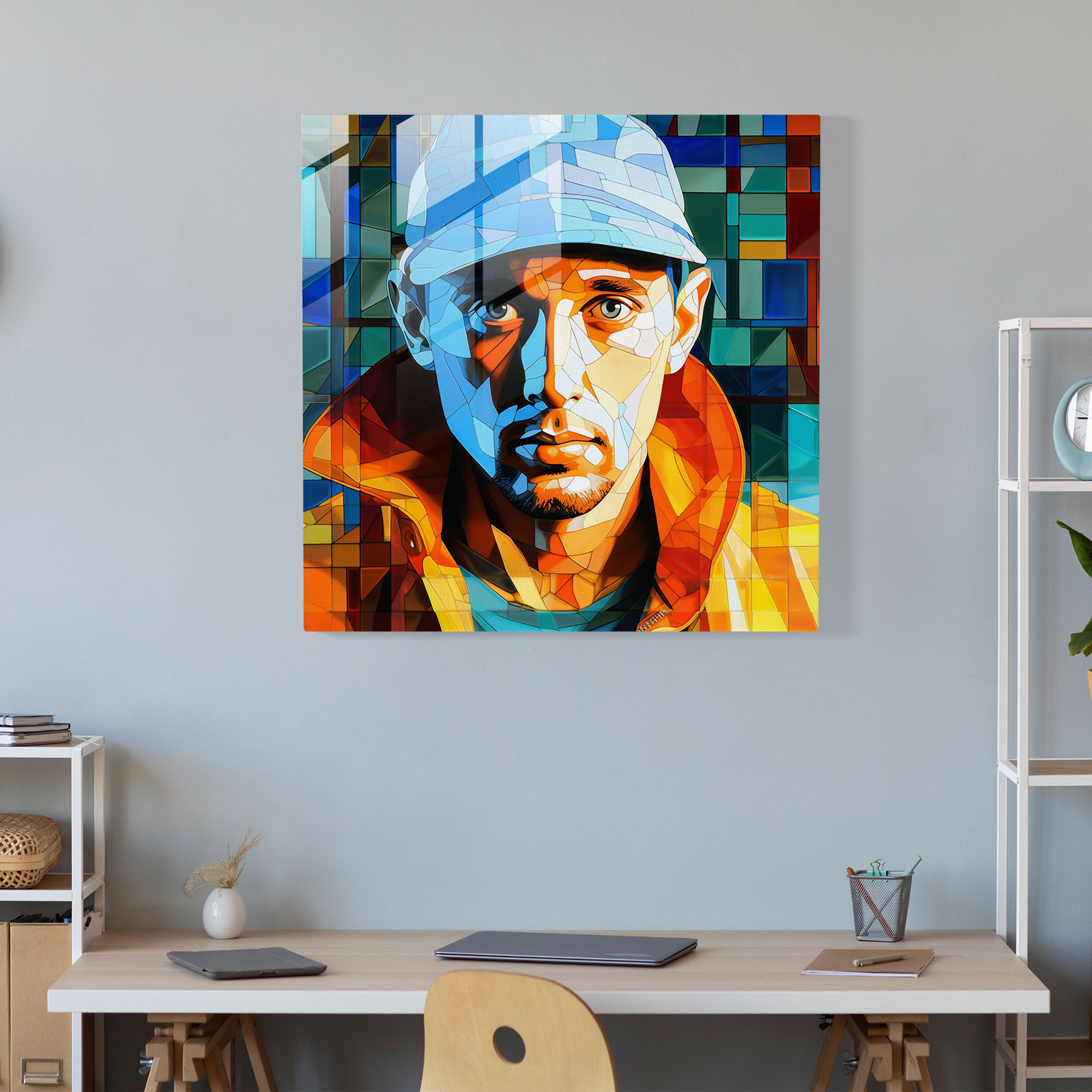 Eminem Glass Wall Art - Pop Art Decoration - Eminem, Pop Culture, Bold Colors, Contemporary